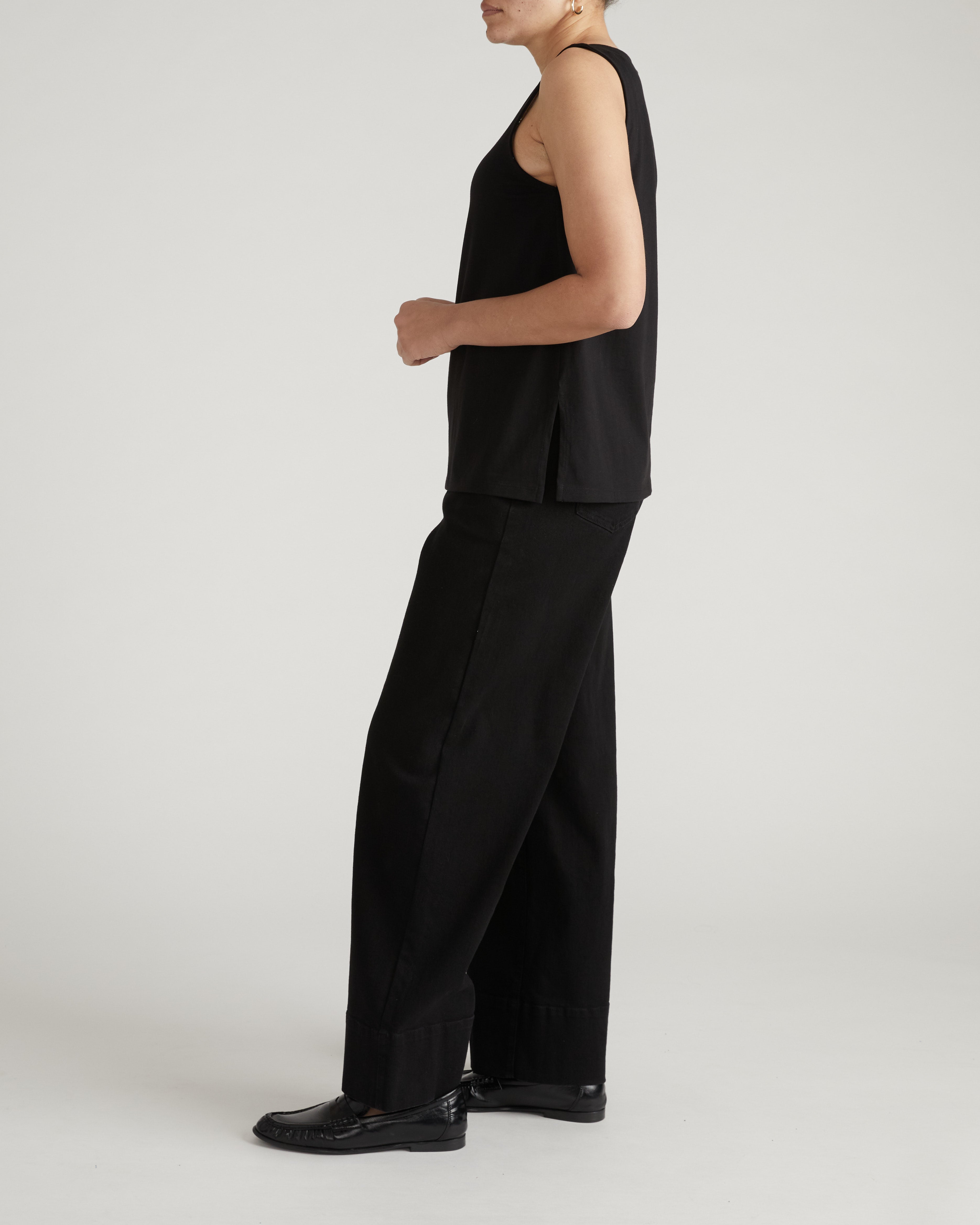 Noyack Breton Stripe Boatneck Tank - Solid Black