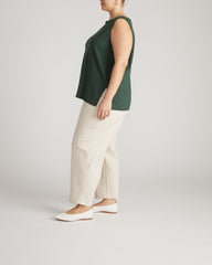 Noyack Breton Stripe Boatneck Tank - Solid Conifer