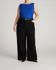 Noyack Breton Stripe Boatneck Tank - Solid Ultramarine