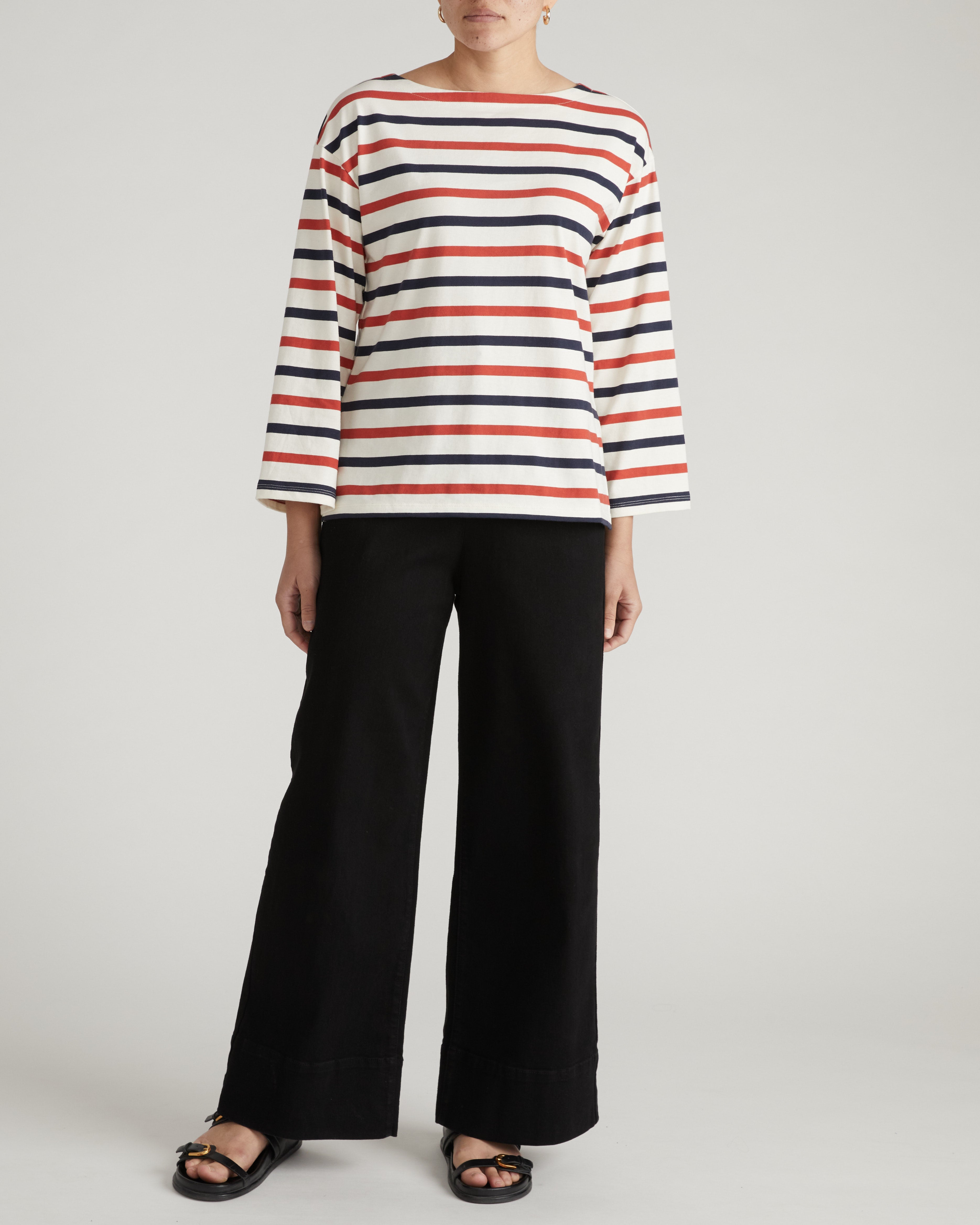 Montauk Breton Stripe Bell Sleeve Top - Red/White/Blue Stripe