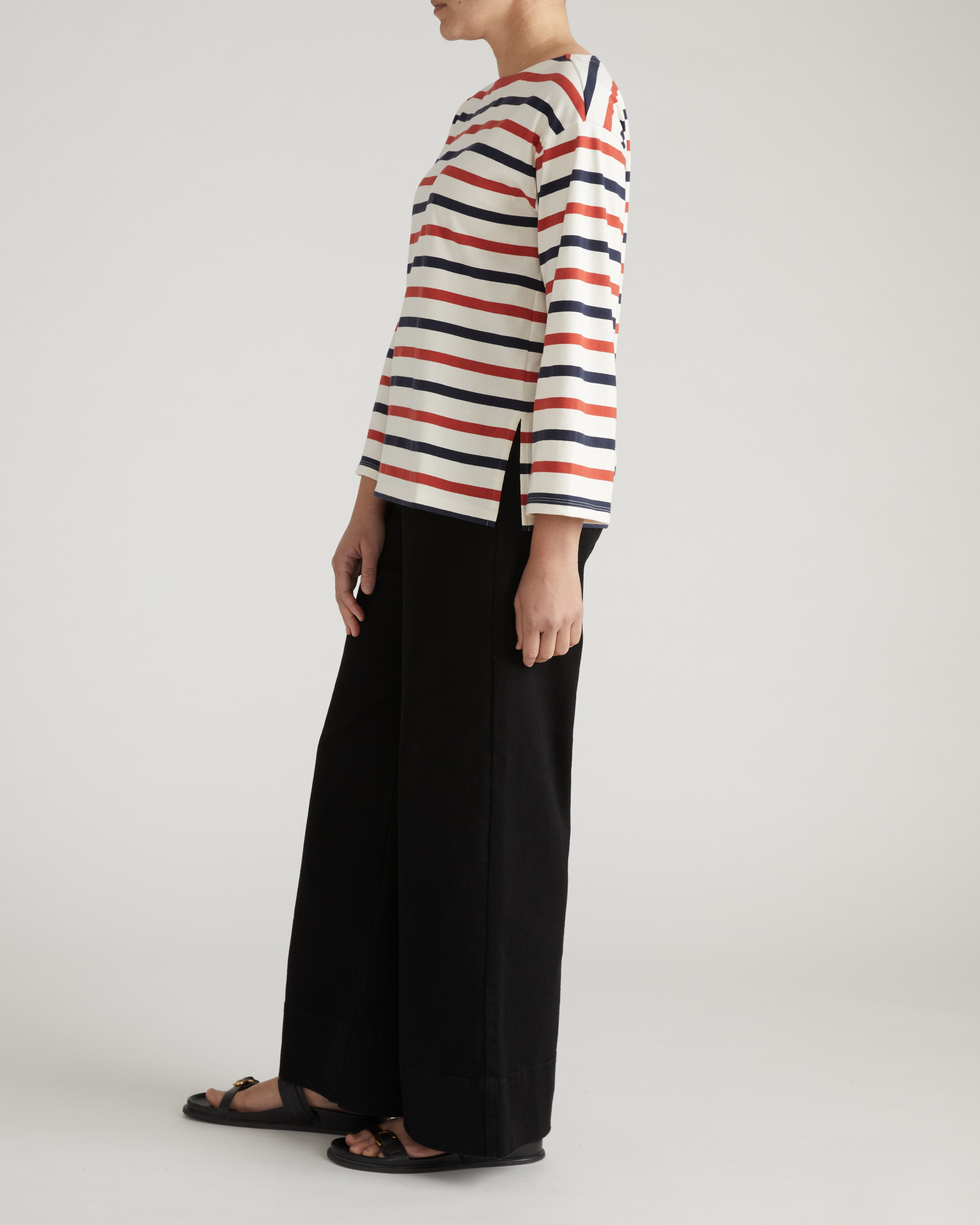 Montauk Breton Stripe Bell Sleeve Top - Red/White/Blue Stripe