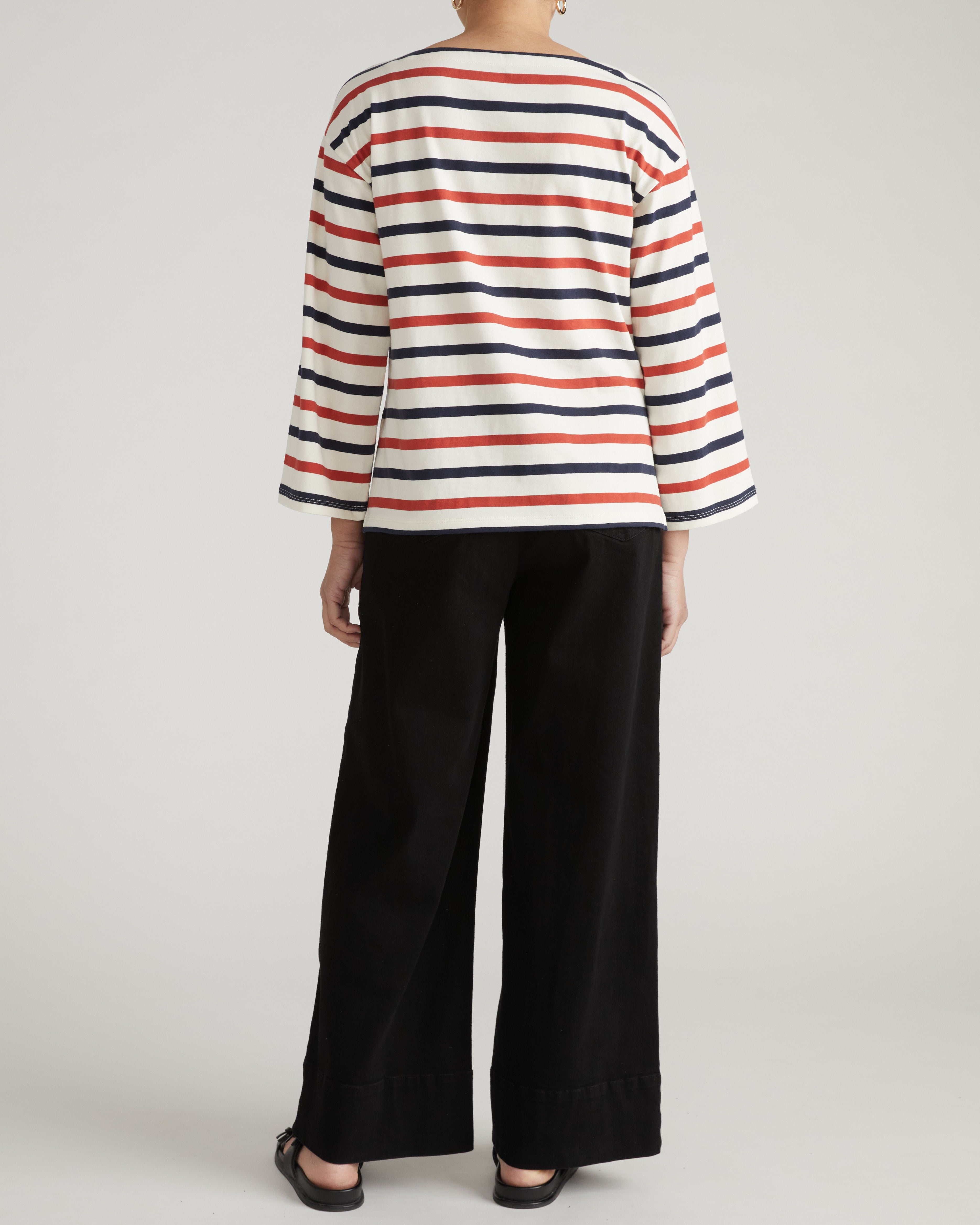 Montauk Breton Stripe Bell Sleeve Top - Red/White/Blue Stripe