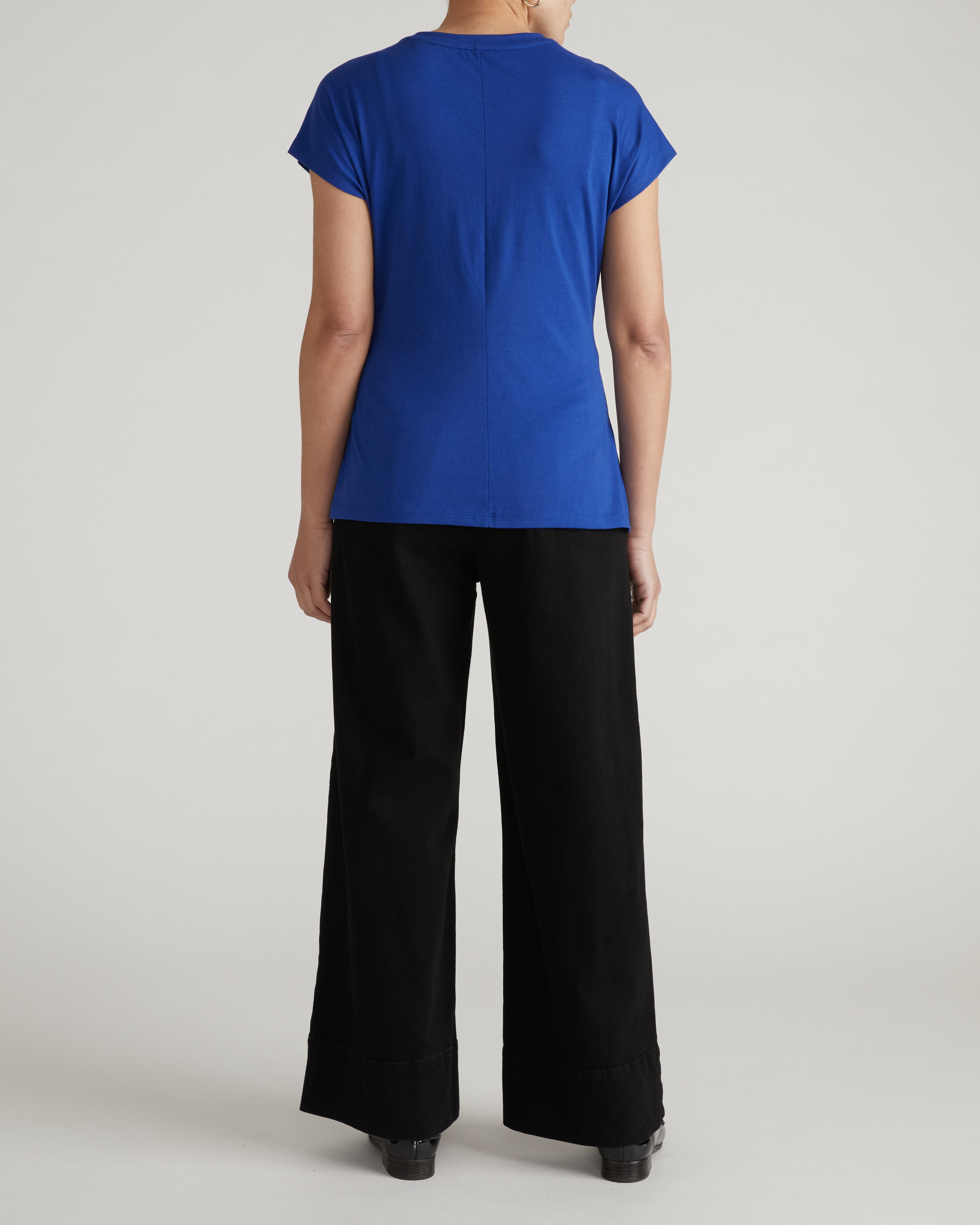 Crescent Breton Stripe Knot Tee - Solid Ultramarine