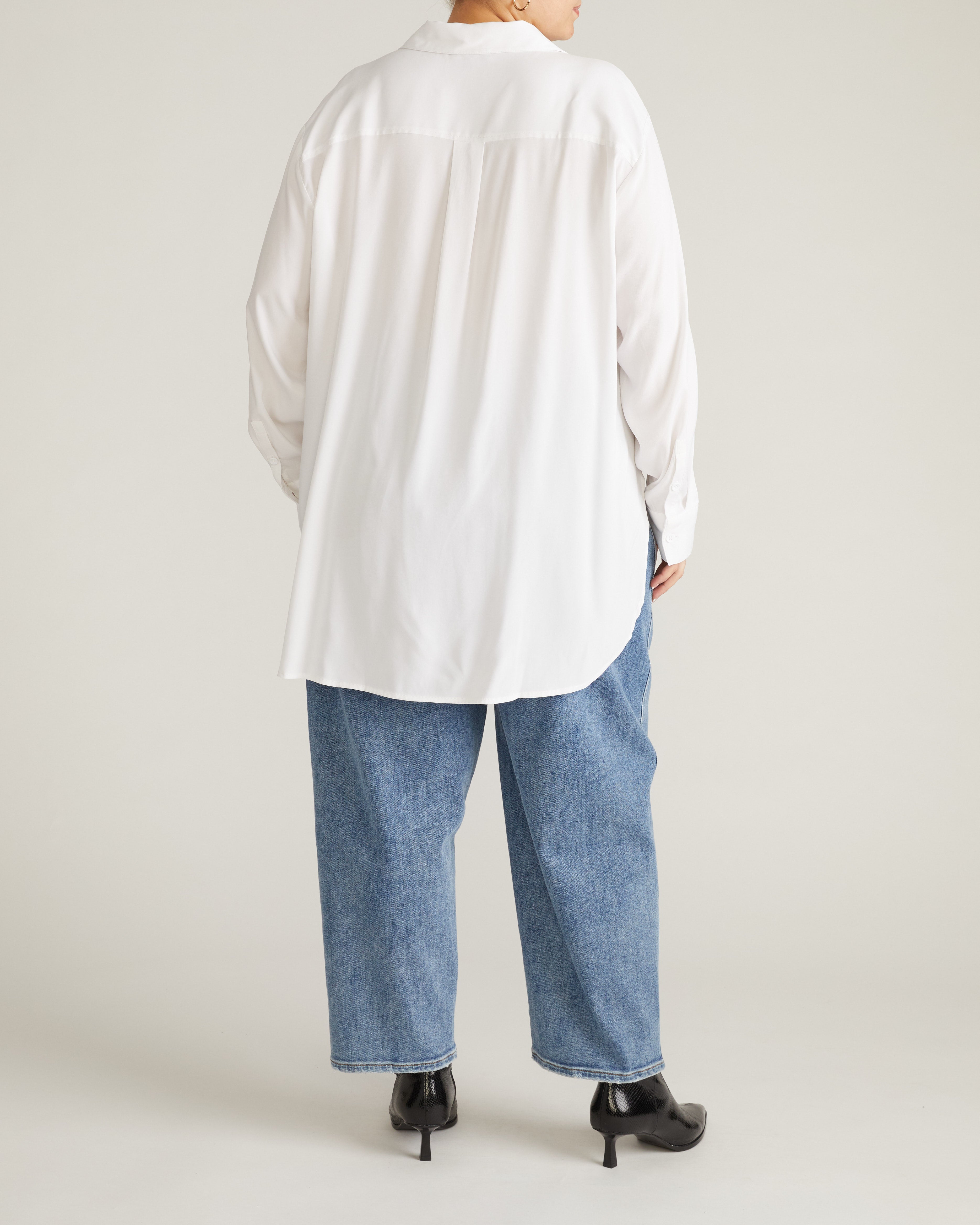Cooling Stretch Cupro Oversized Artist Shirt - White