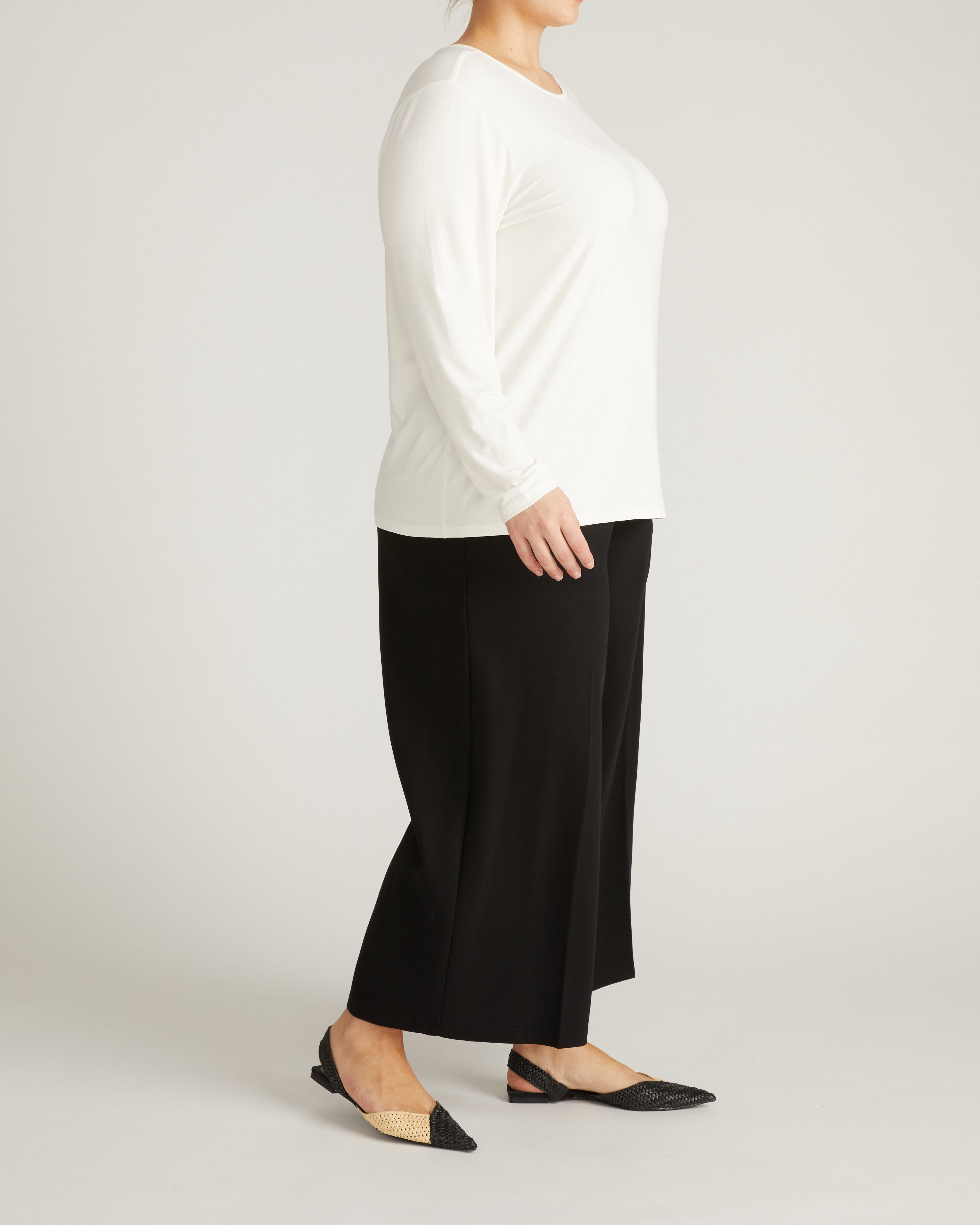 Joan Liquid Jersey Long Sleeve Top - White