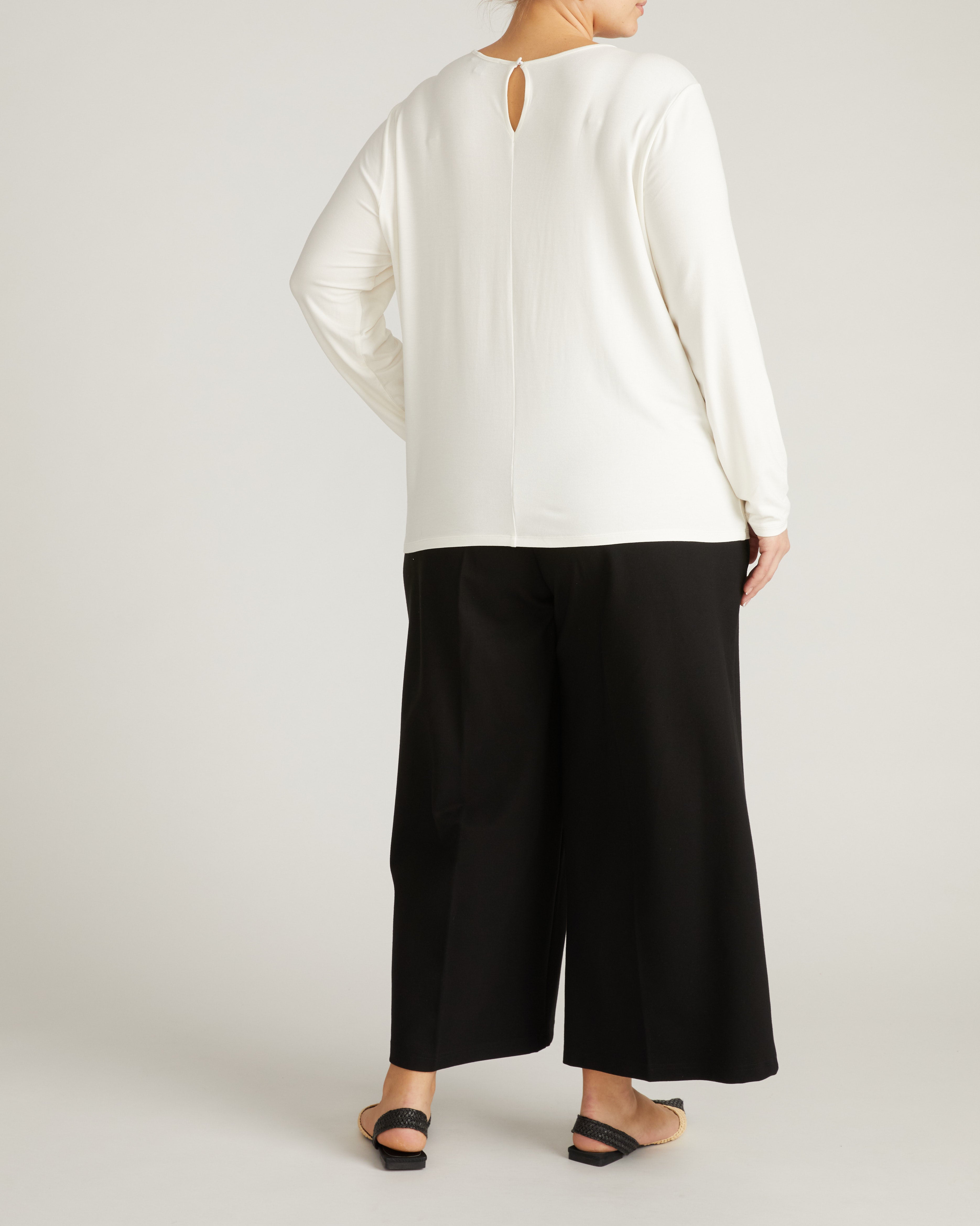 Joan Liquid Jersey Long Sleeve Top - White