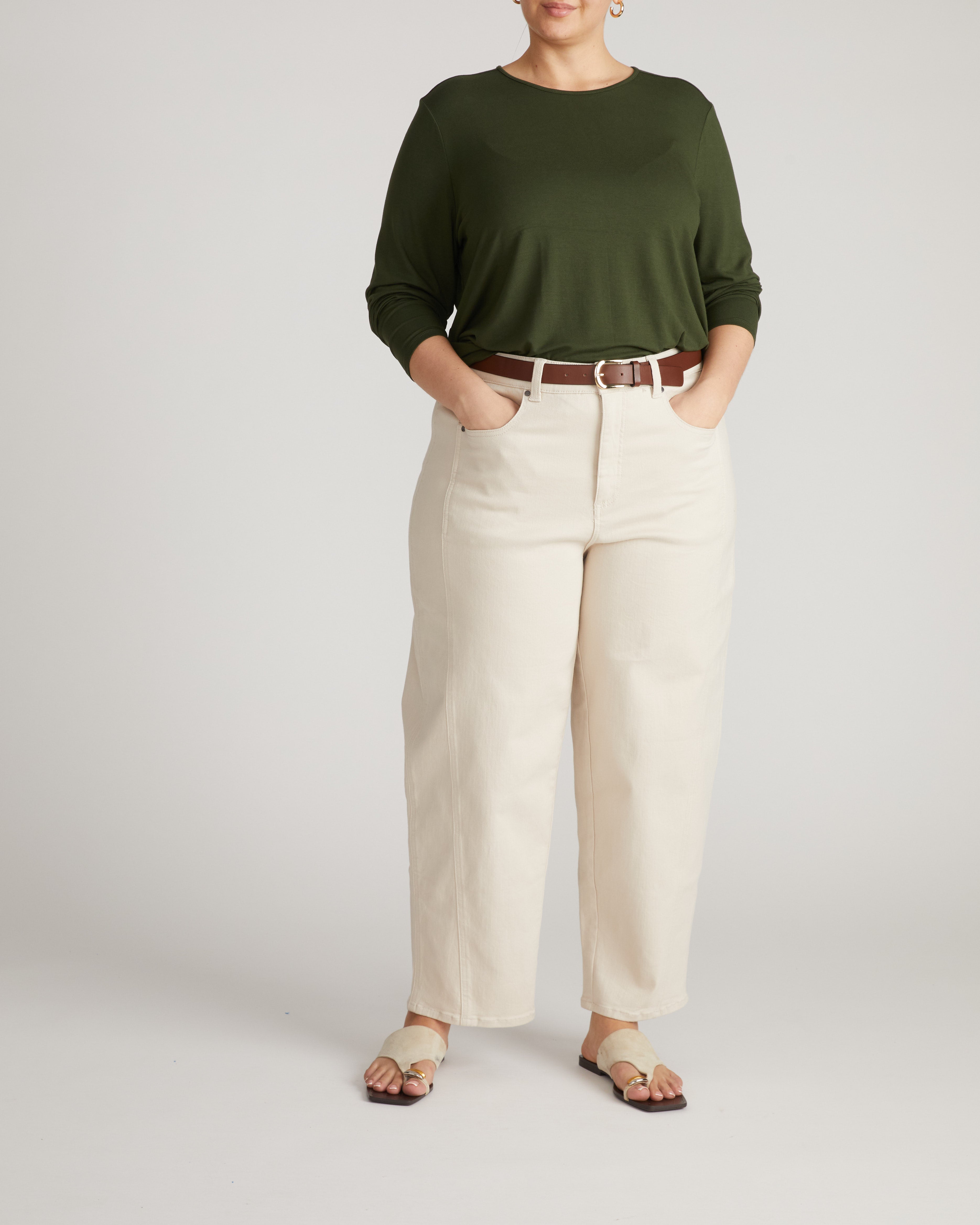 Joan Liquid Jersey Long Sleeve Top - Coratina Green