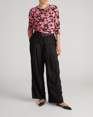 Joan Liquid Jersey Long Sleeve Top - Pink Sgraffito Print