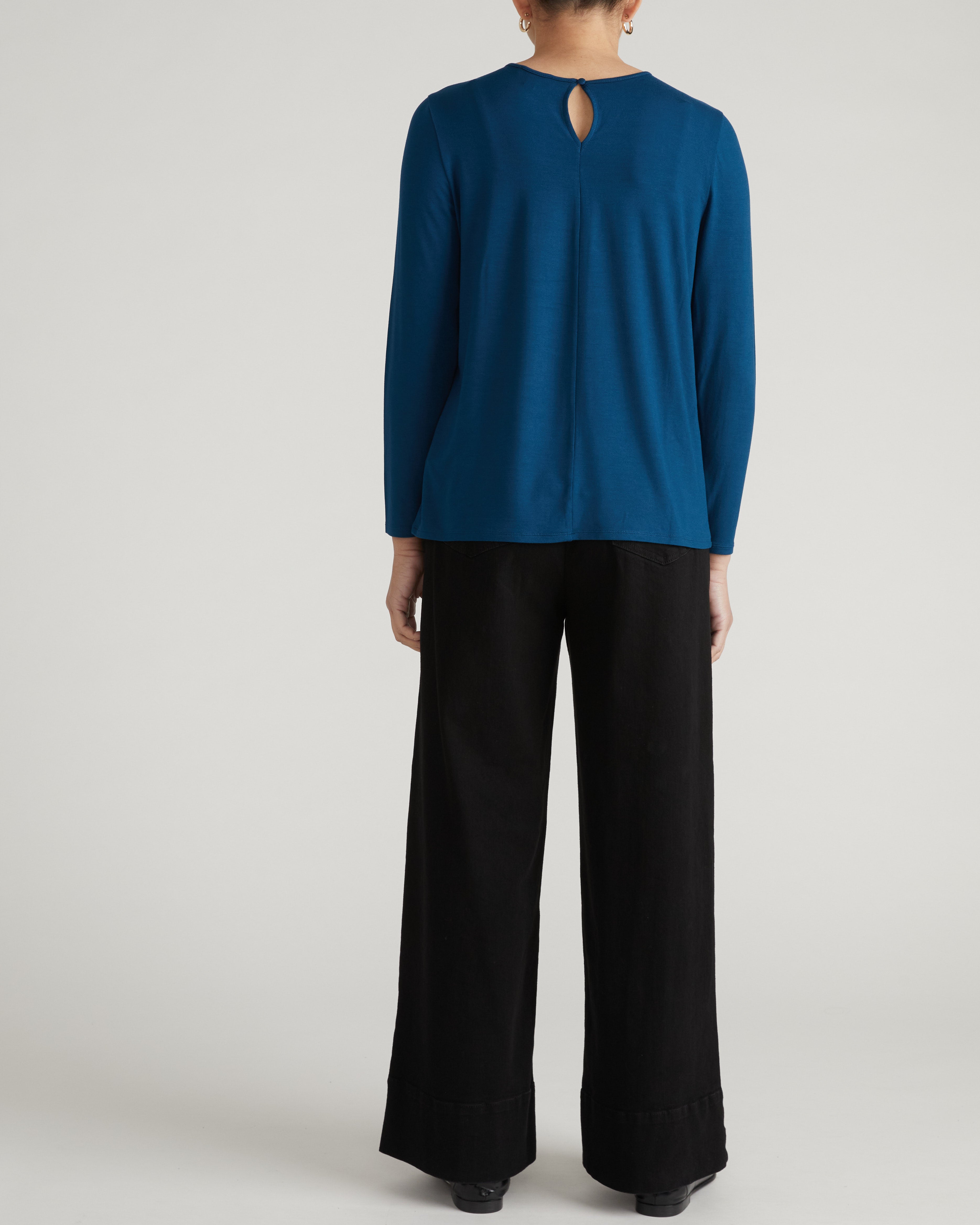 Joan Liquid Jersey Long Sleeve Top - Blue Teal