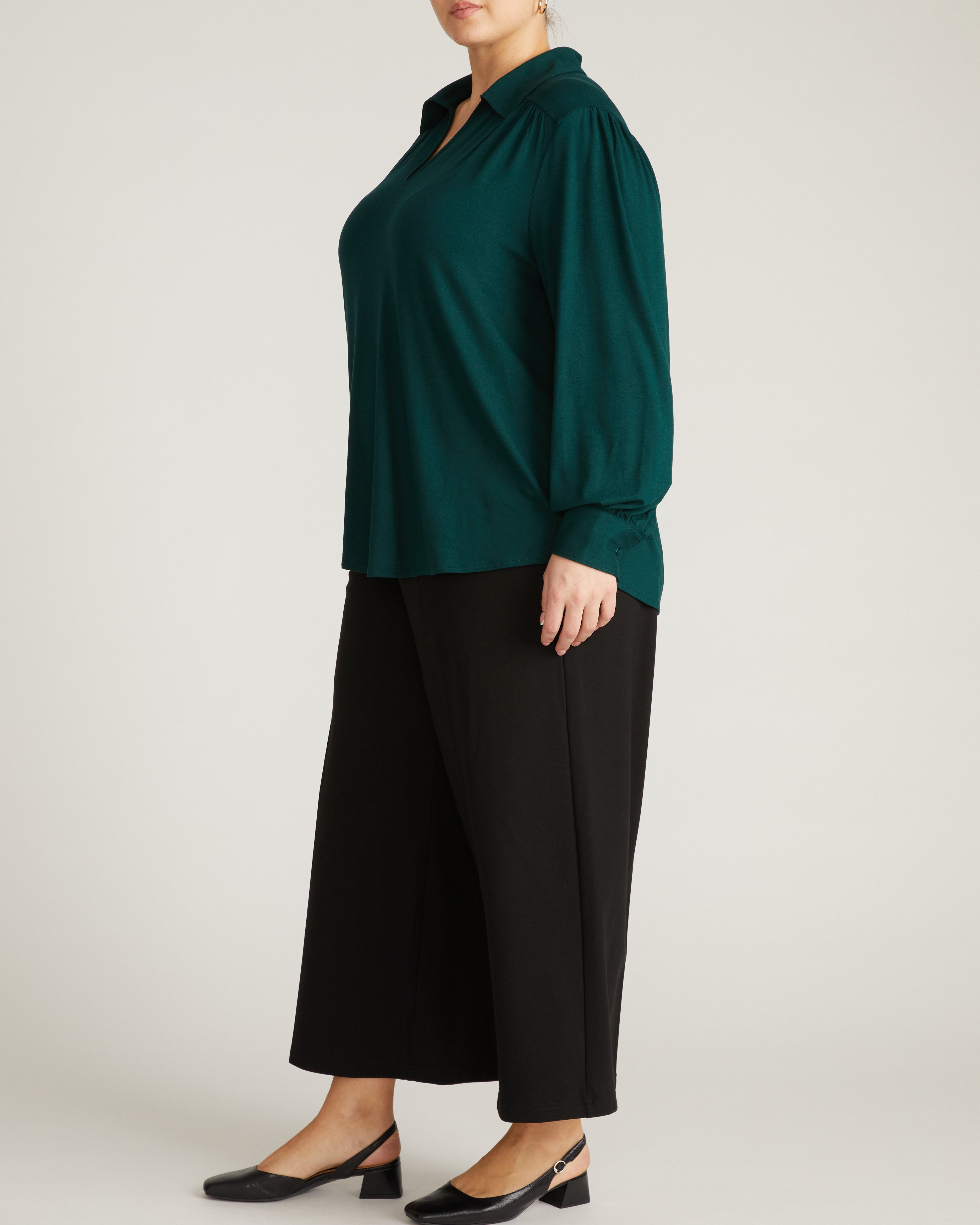 Moore Liquid Jersey Blouse - Forest Green