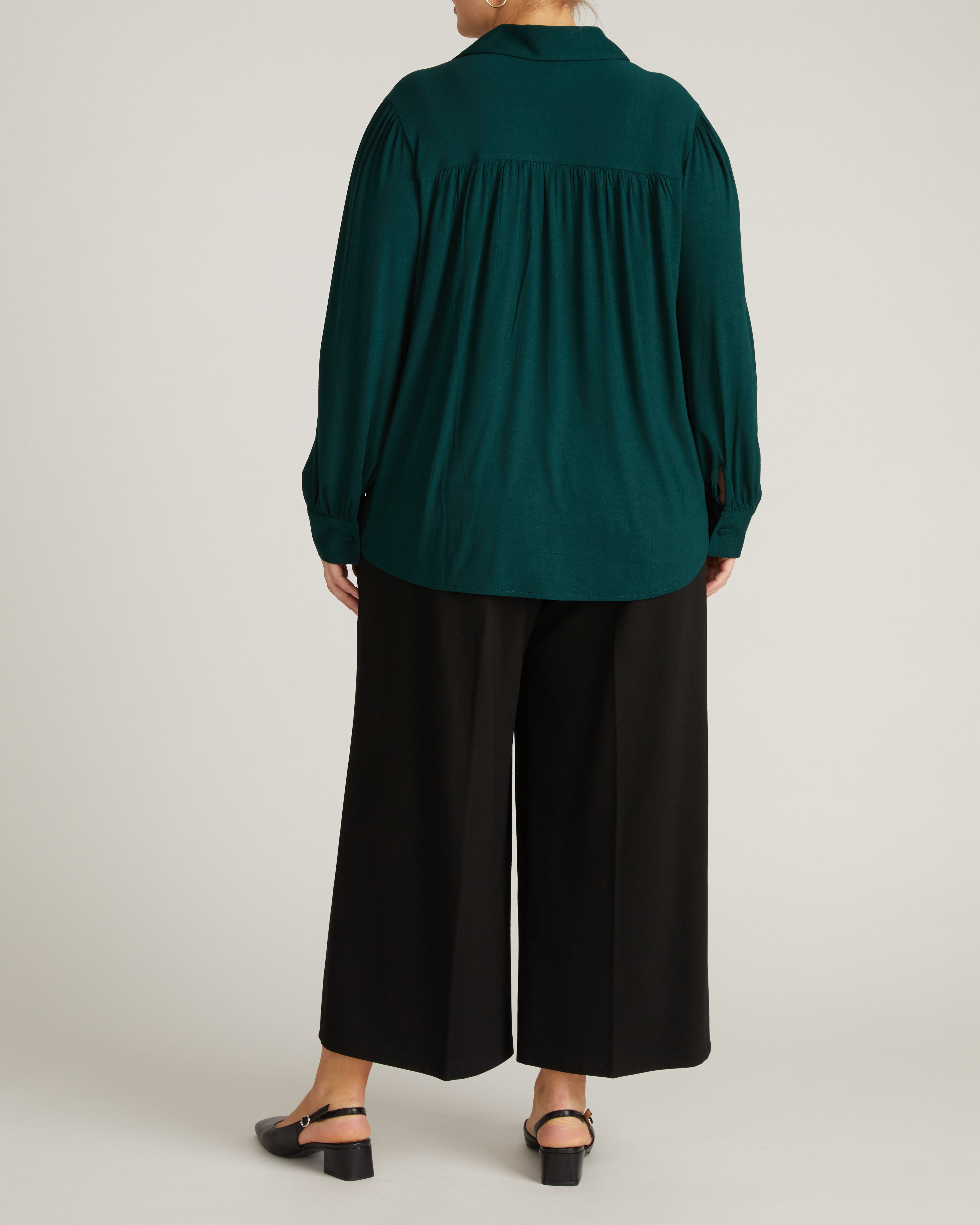 Moore Liquid Jersey Blouse - Forest Green