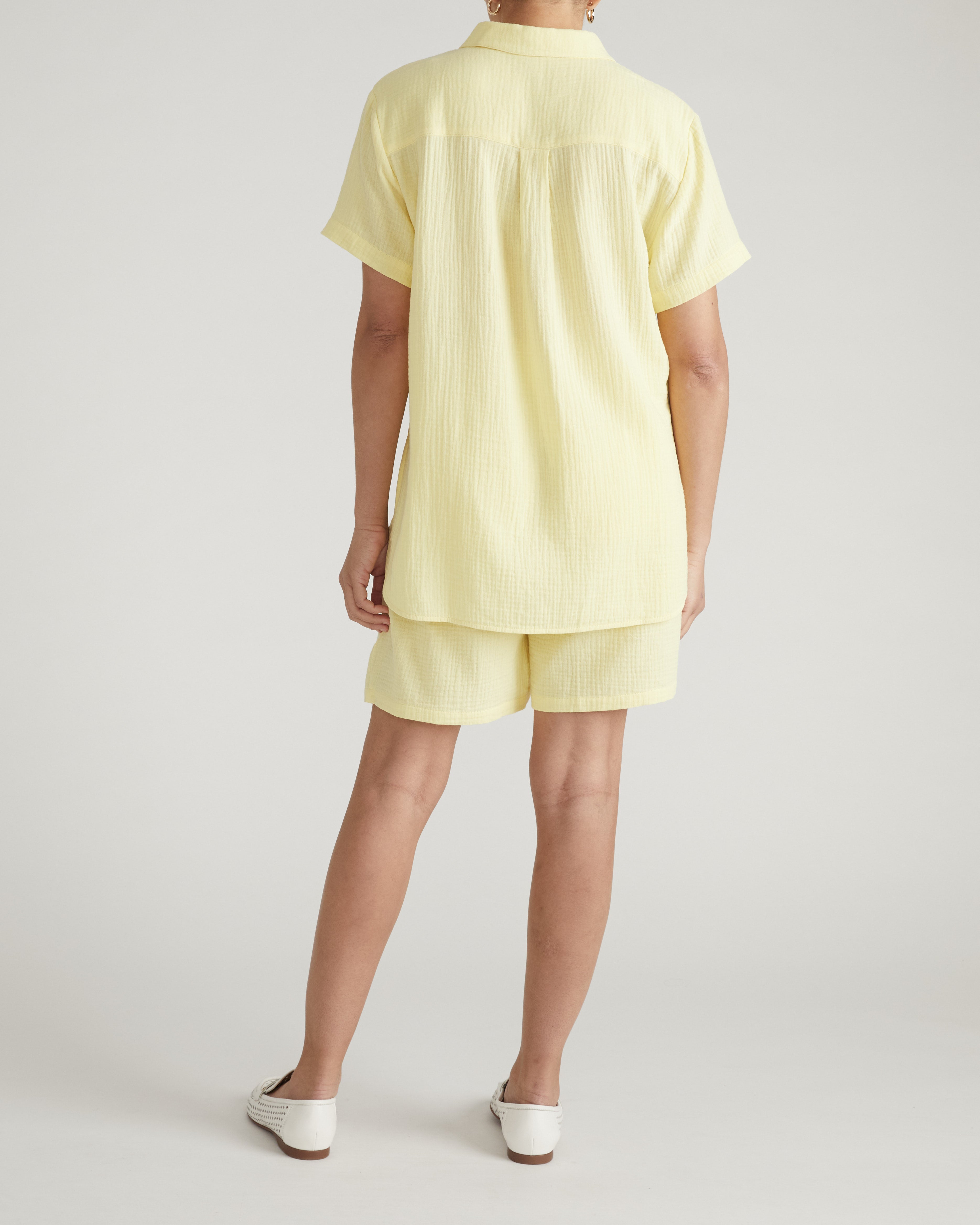 Luxe Cotton Gauze Beach Shirt - Pale Daffodil