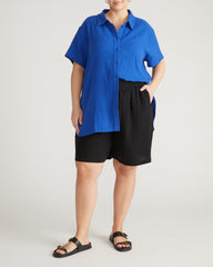 Luxe Cotton Gauze Beach Shirt - Ultramarine