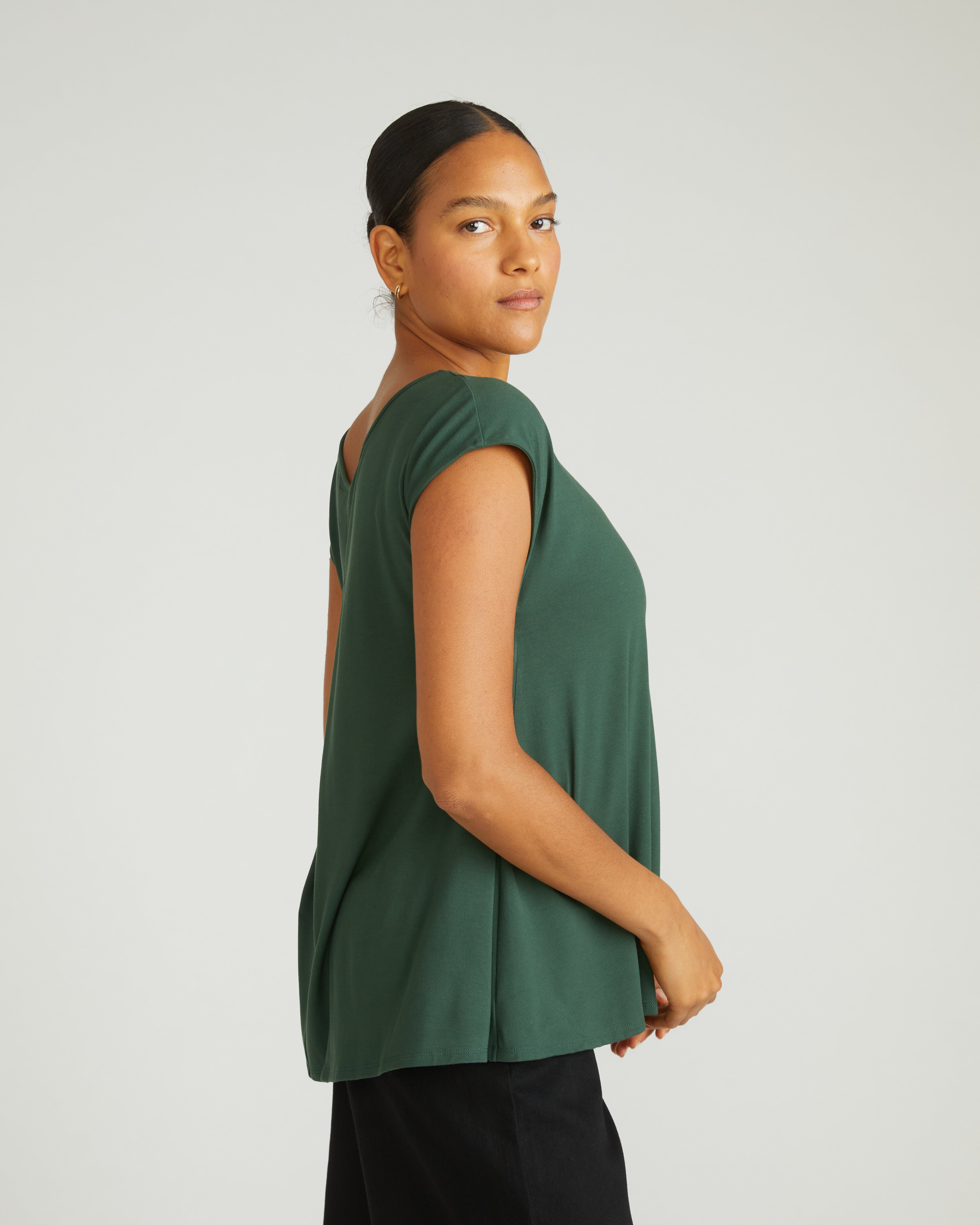 Heatwave Divine Jersey Flared Top - Conifer