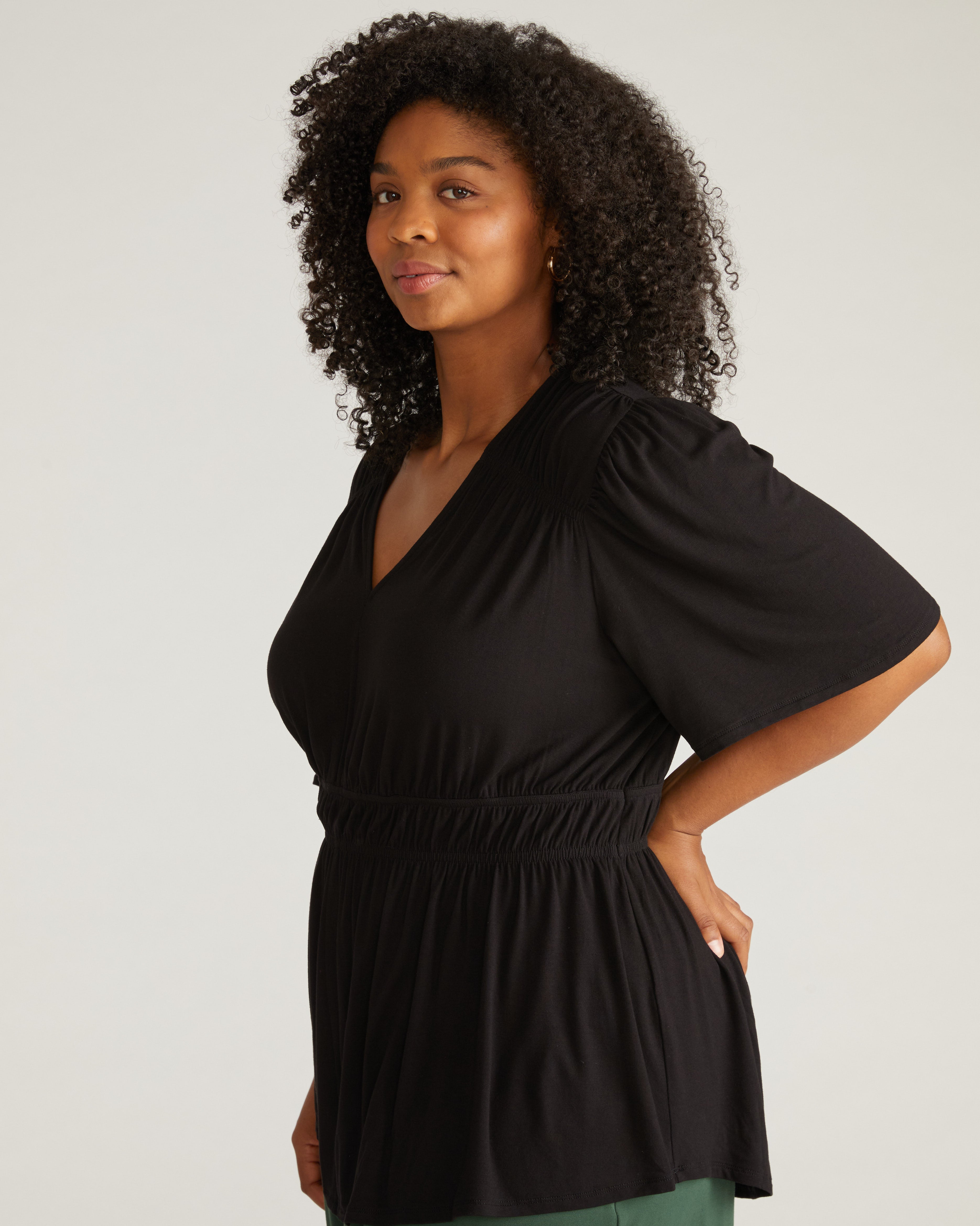 Flora Liquid Jersey Top - Black
