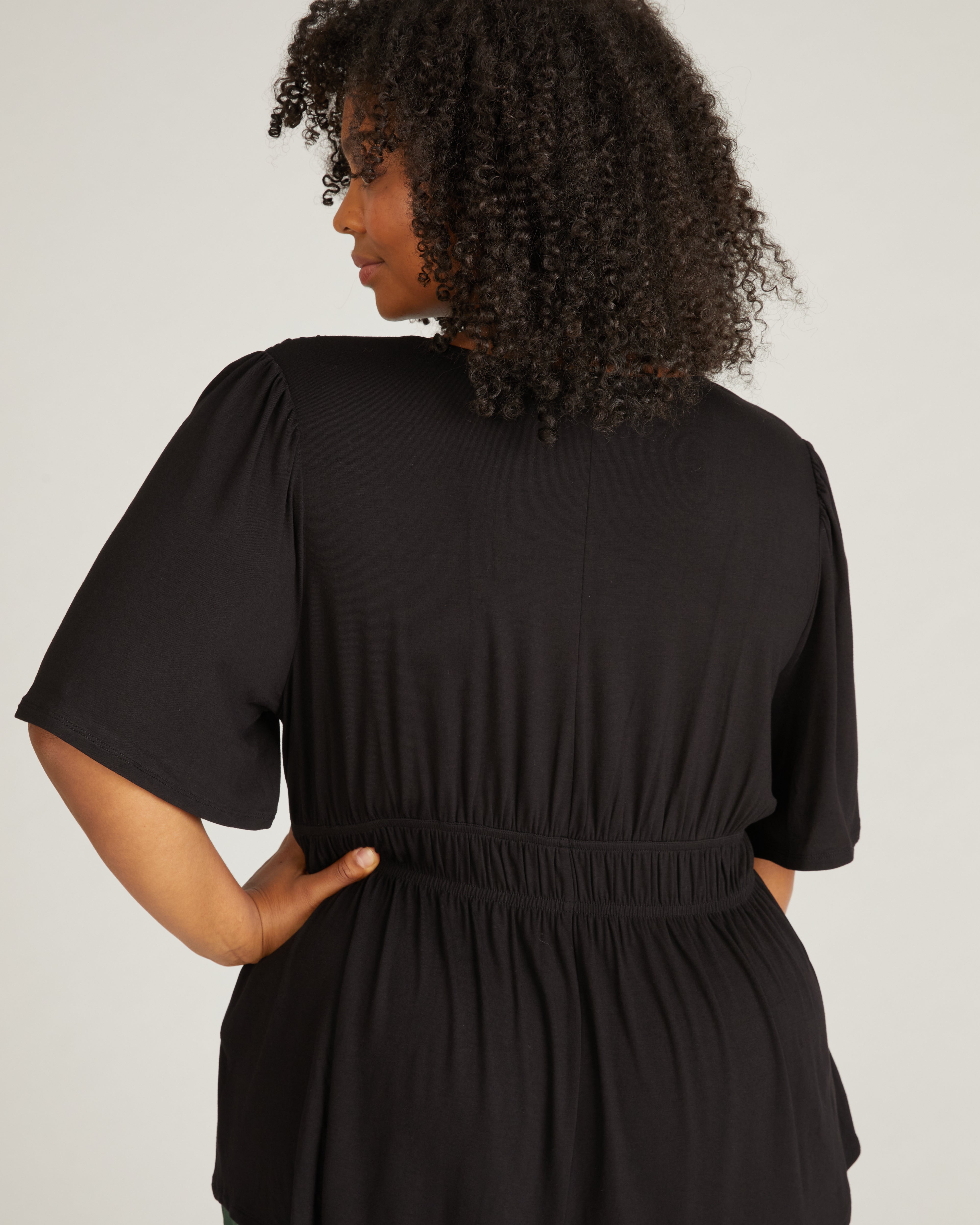 Flora Liquid Jersey Top - Black
