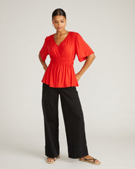 Flora Liquid Jersey Top - Lipstick