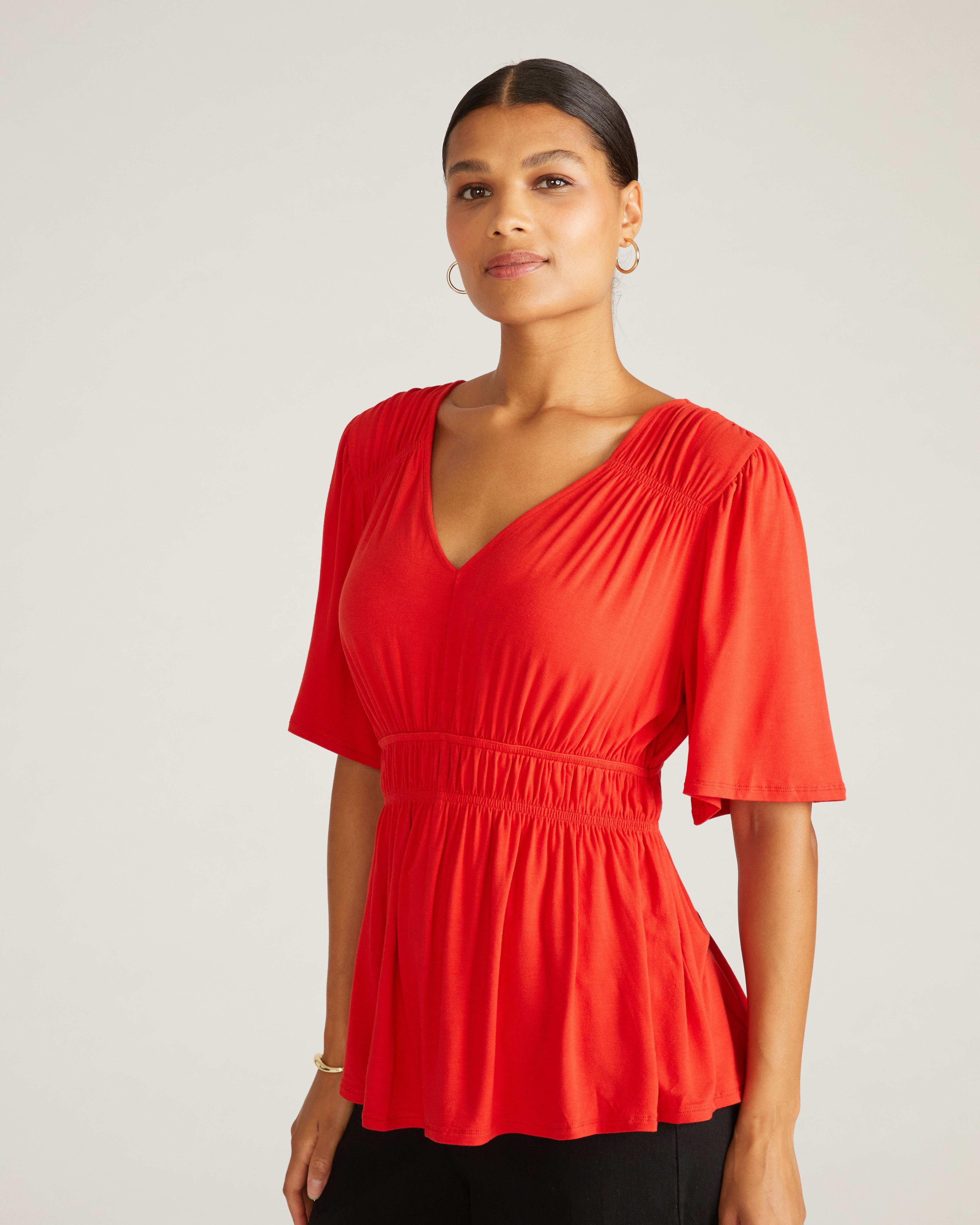 Flora Liquid Jersey Top - Lipstick