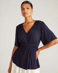 Flora Liquid Jersey Top - Midnight