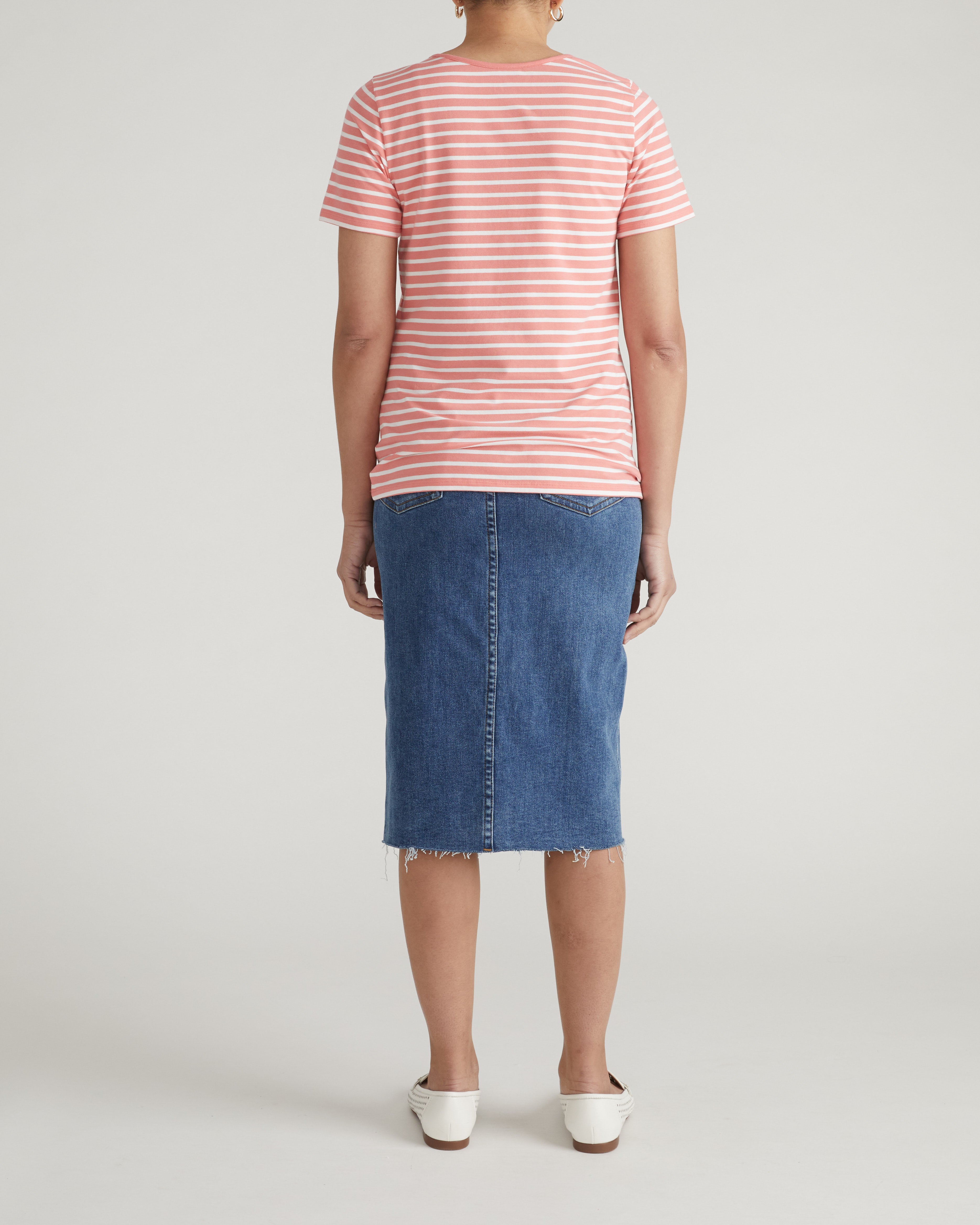Scoop Neck Tee - Portrait Pink/White Stripe