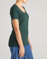 Scoop Neck Tee - Forest Green