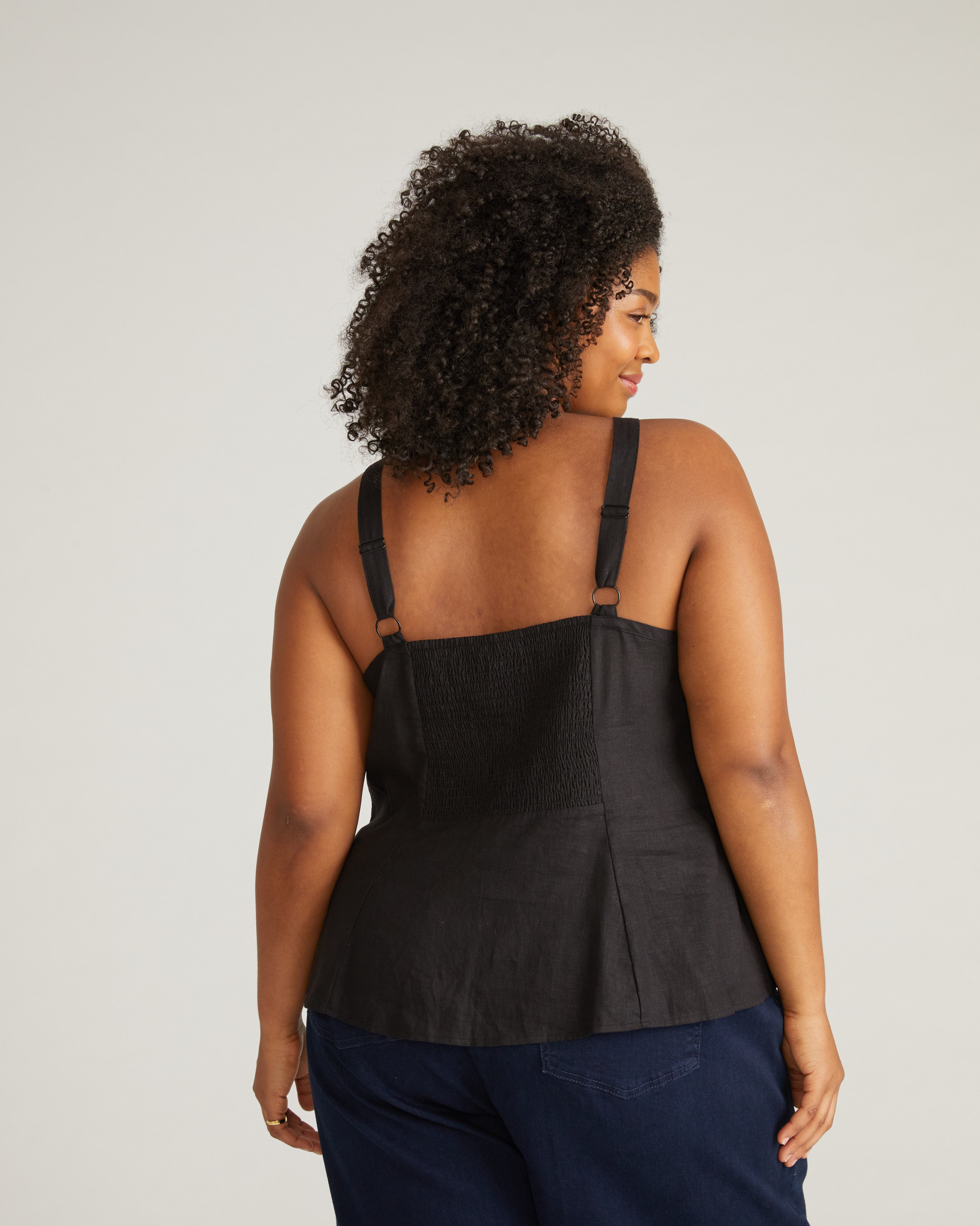 Kuki Sleeveless Linen Blend Top - Black