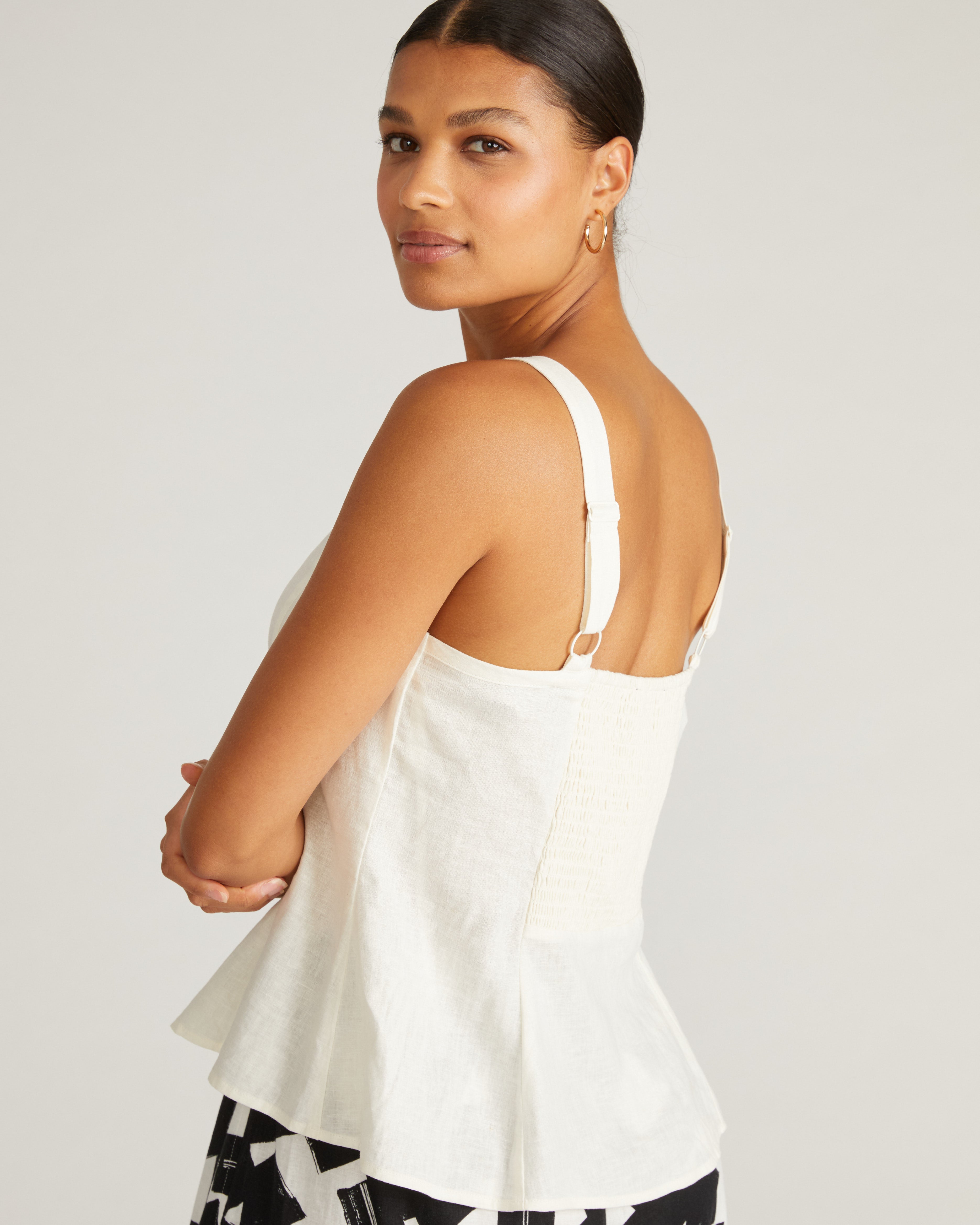 Kuki Sleeveless Linen Blend Top - Natural White