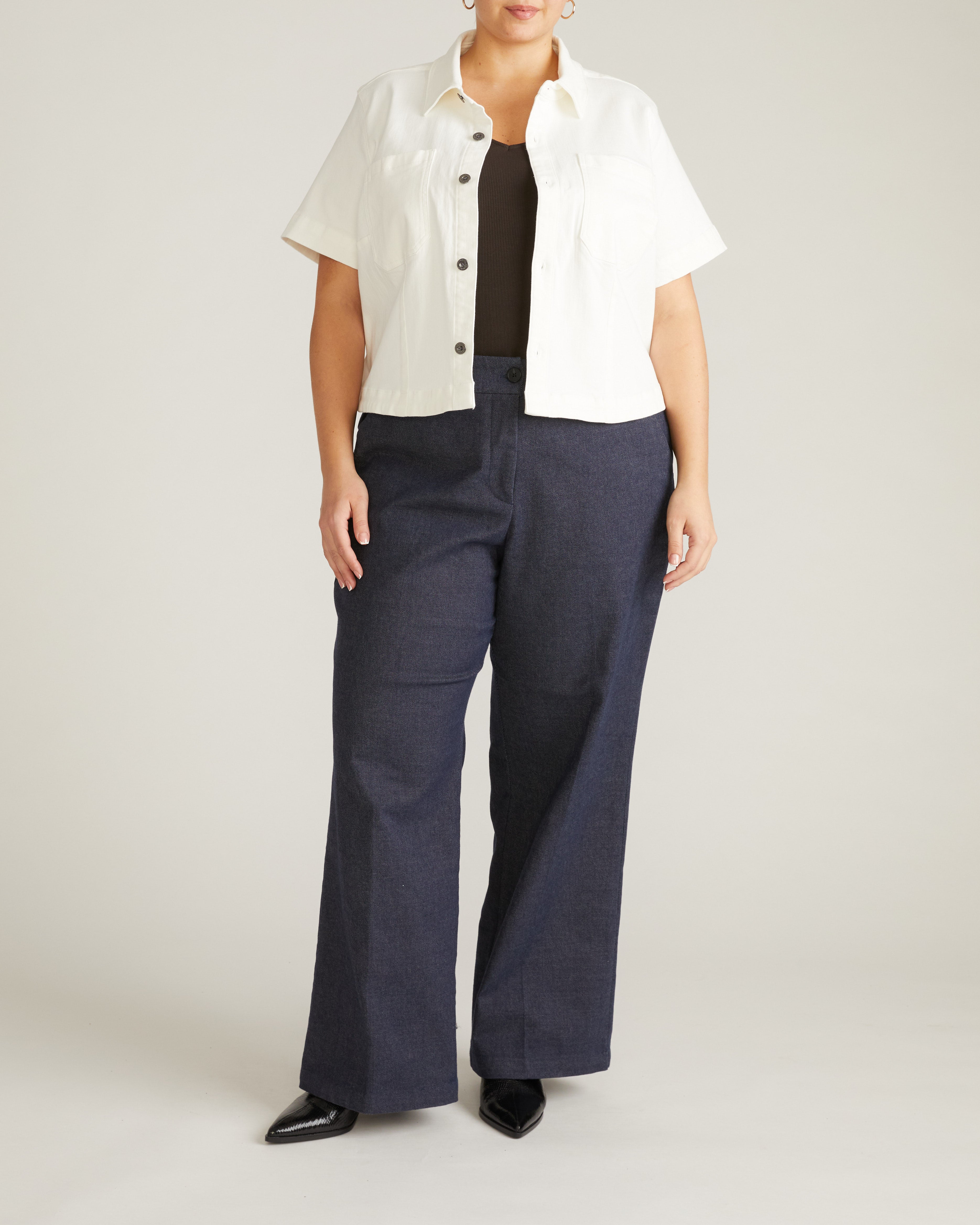Flynn Short Sleeve Denim Shacket - White