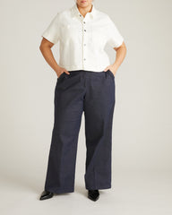 Flynn Short Sleeve Denim Shacket - White