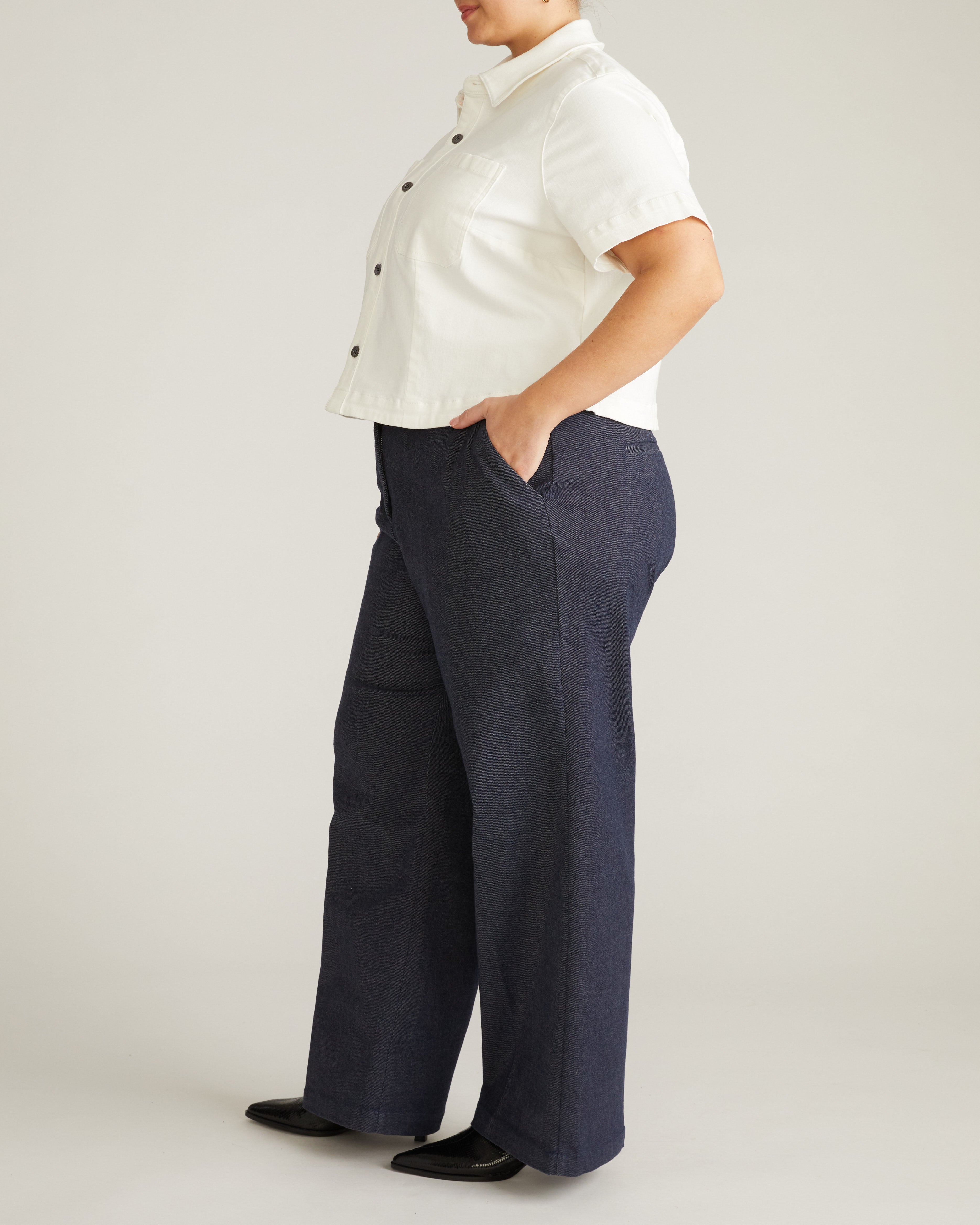 Flynn Short Sleeve Denim Shacket - White
