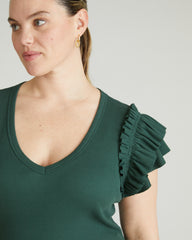 Magnolia Ribbed Top - Conifer