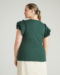 Magnolia Ribbed Top - Conifer
