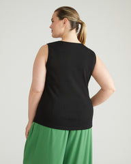 Daisy Ribbed Tank - Black