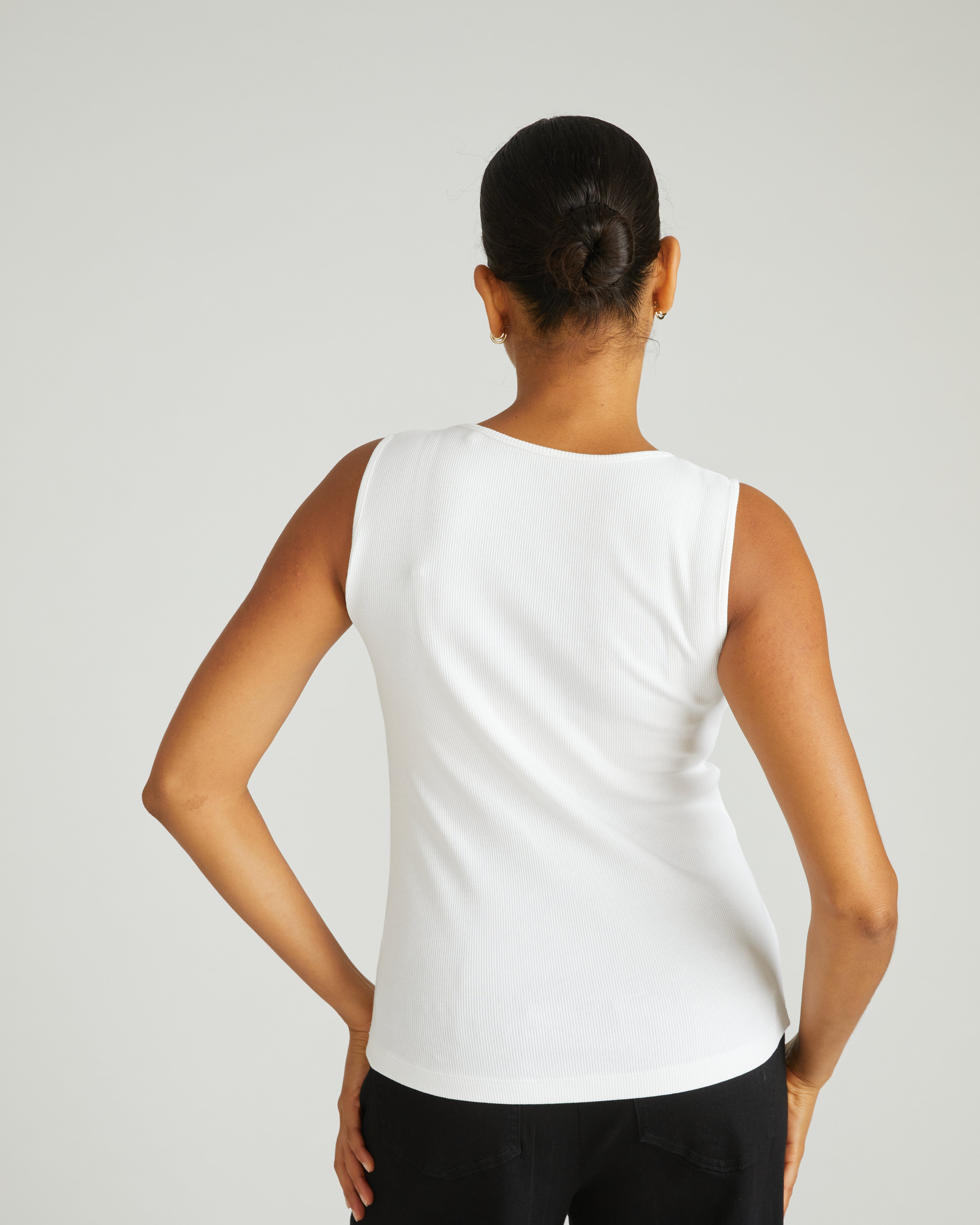 Daisy Ribbed Tank - White