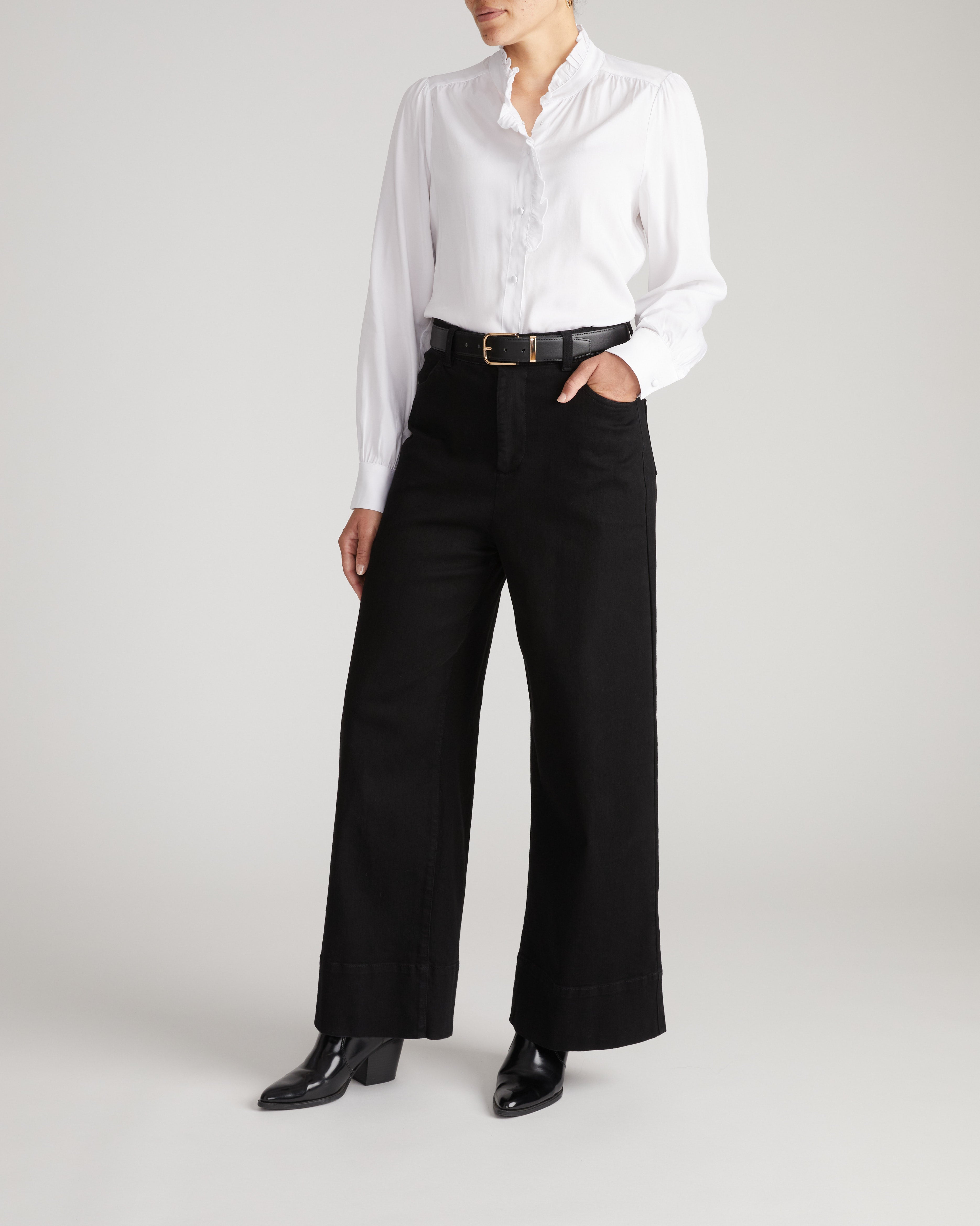 Endora Stretch Cupro Blouse - White