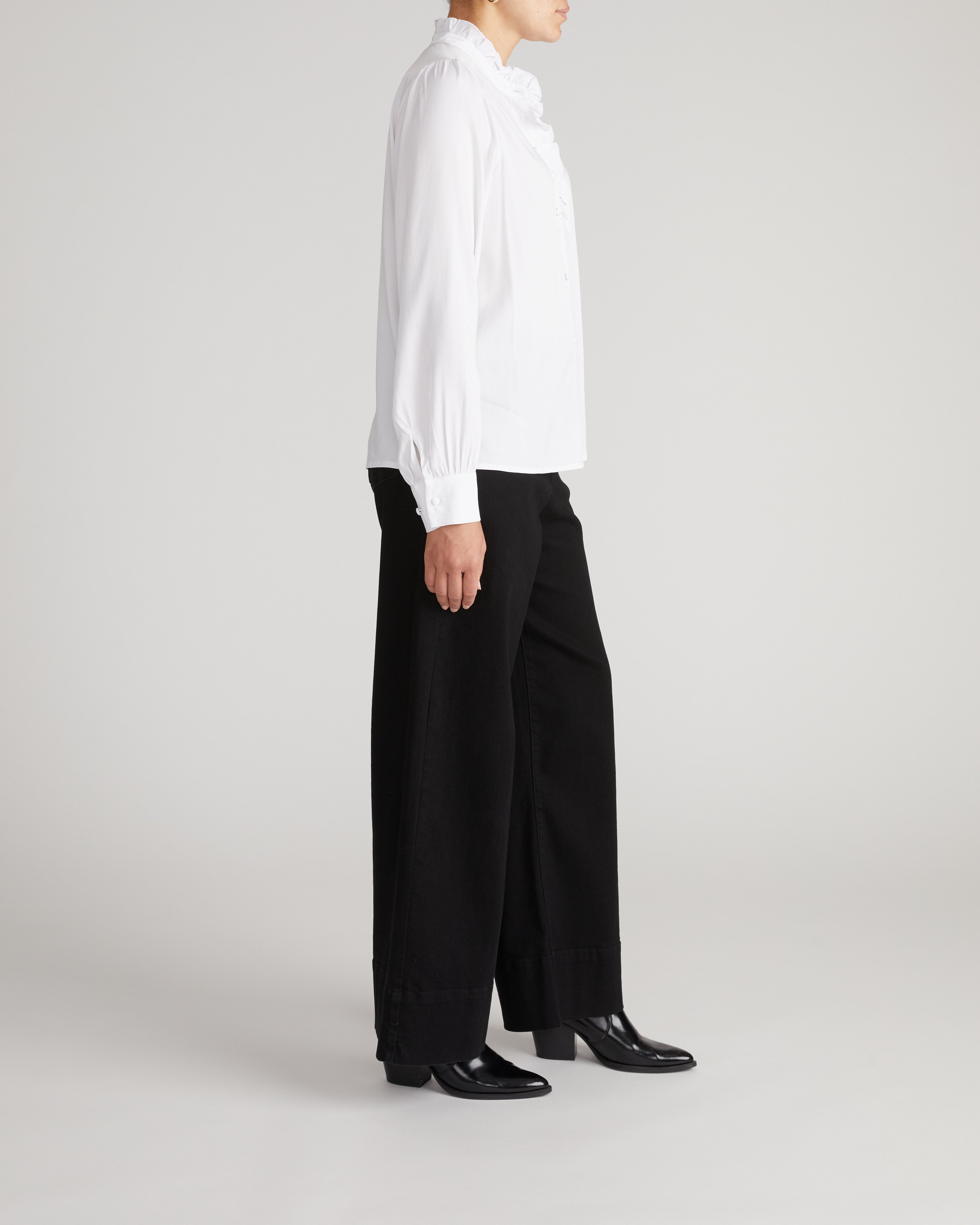 Endora Stretch Cupro Blouse - White