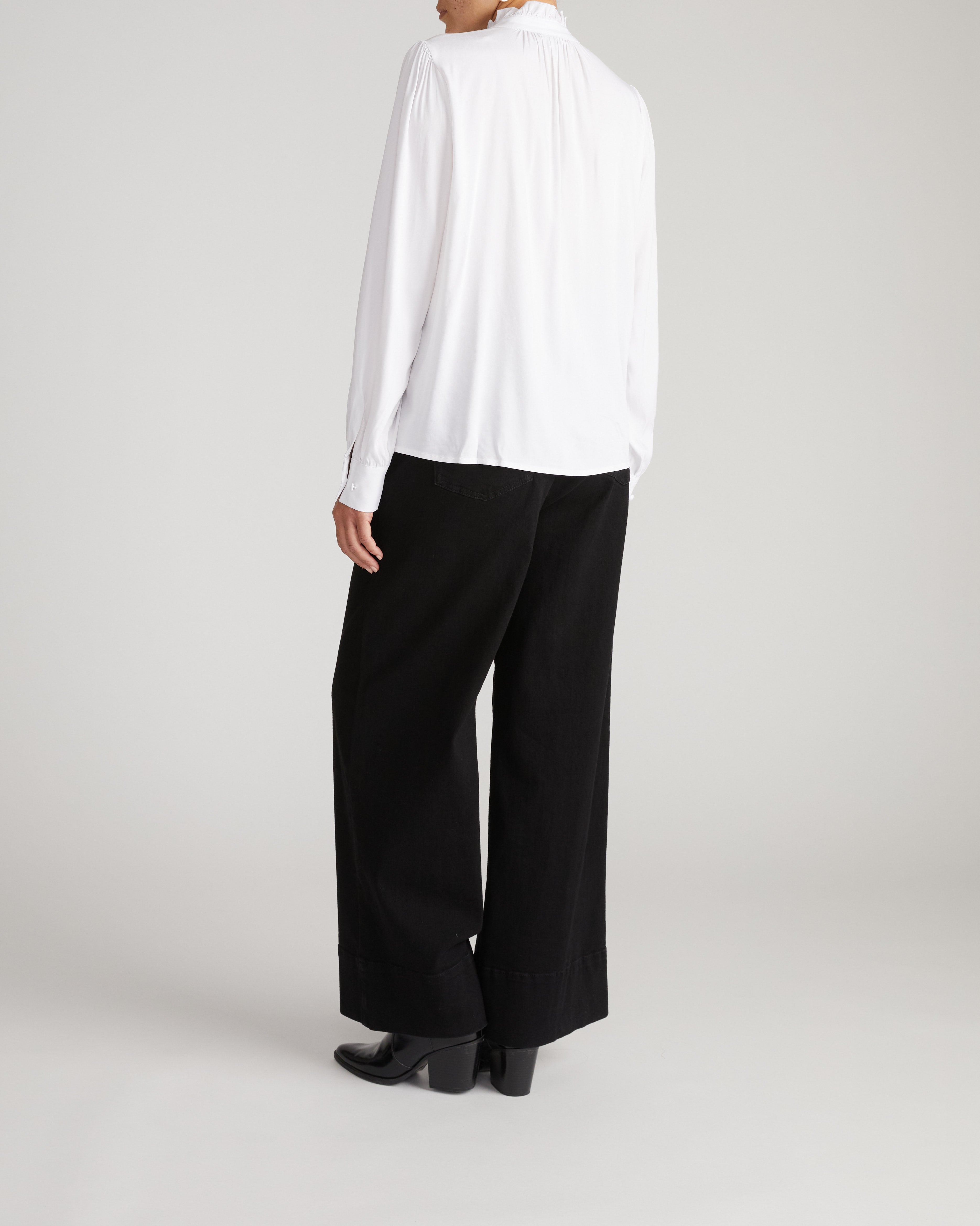 Endora Stretch Cupro Blouse - White