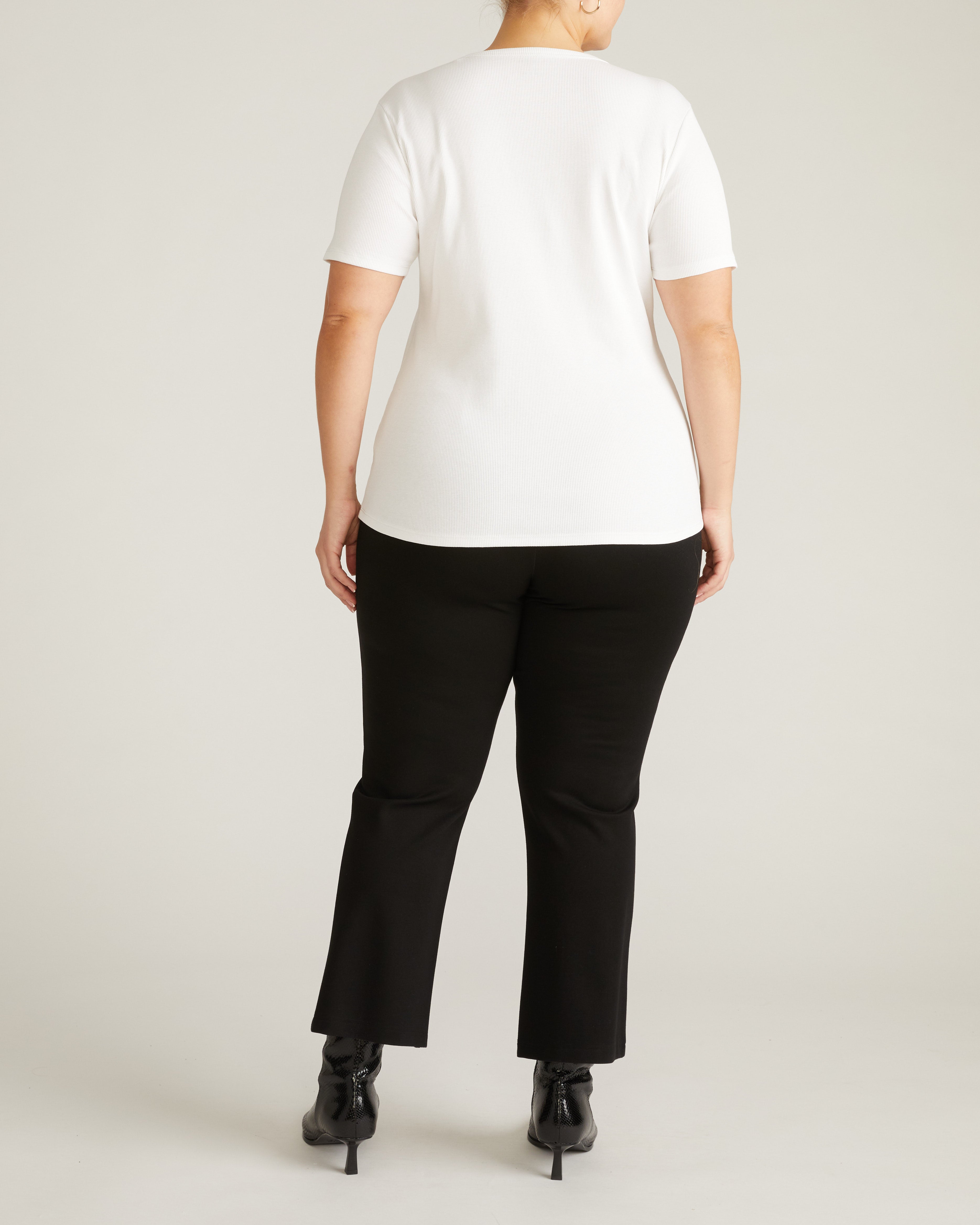 Henley Short Sleeve Ribbed Tee - White