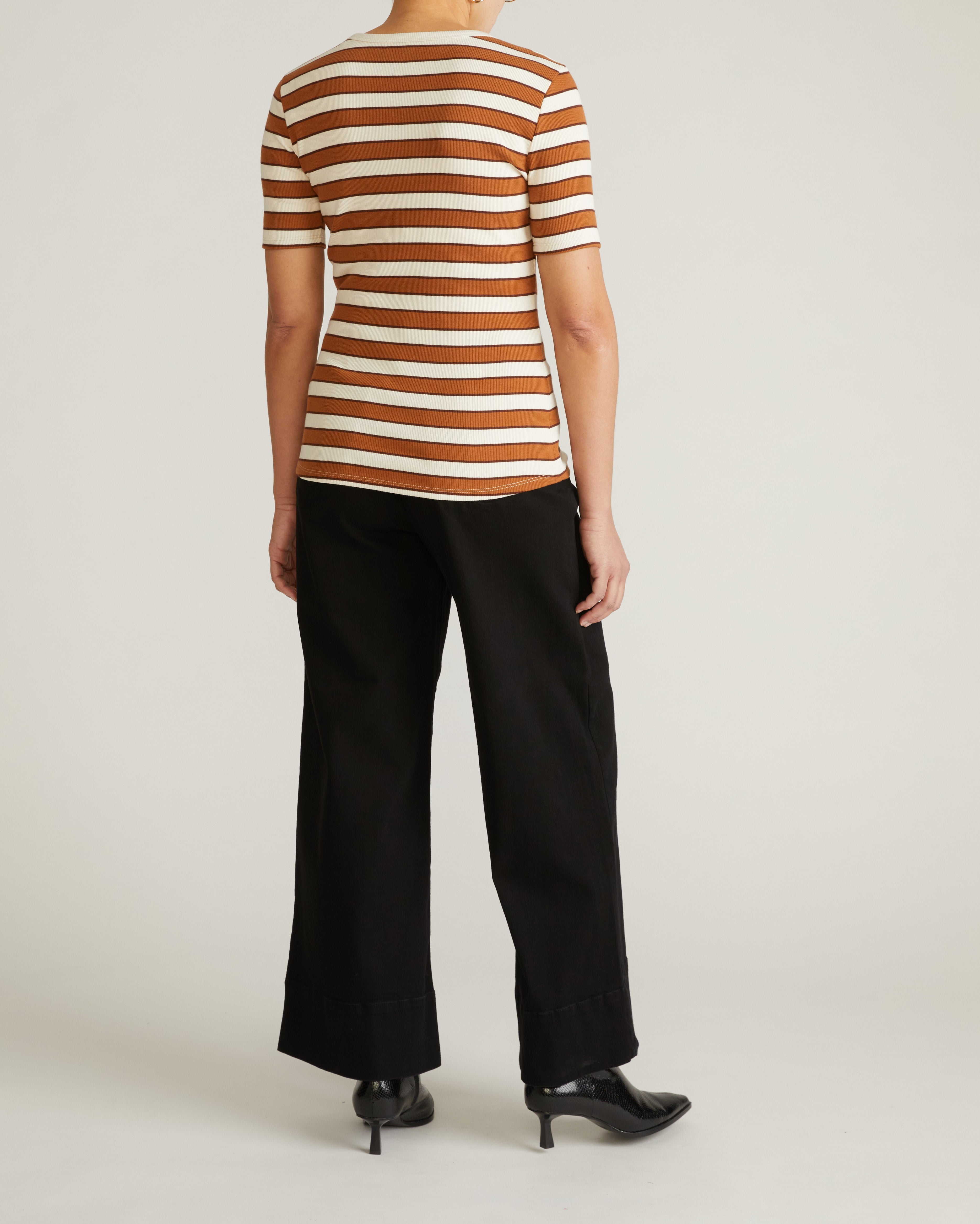Henley Short Sleeve Ribbed Tee - Baker Street Stripe