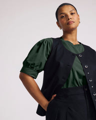 Pouf Sleeve Tee - Forest Green