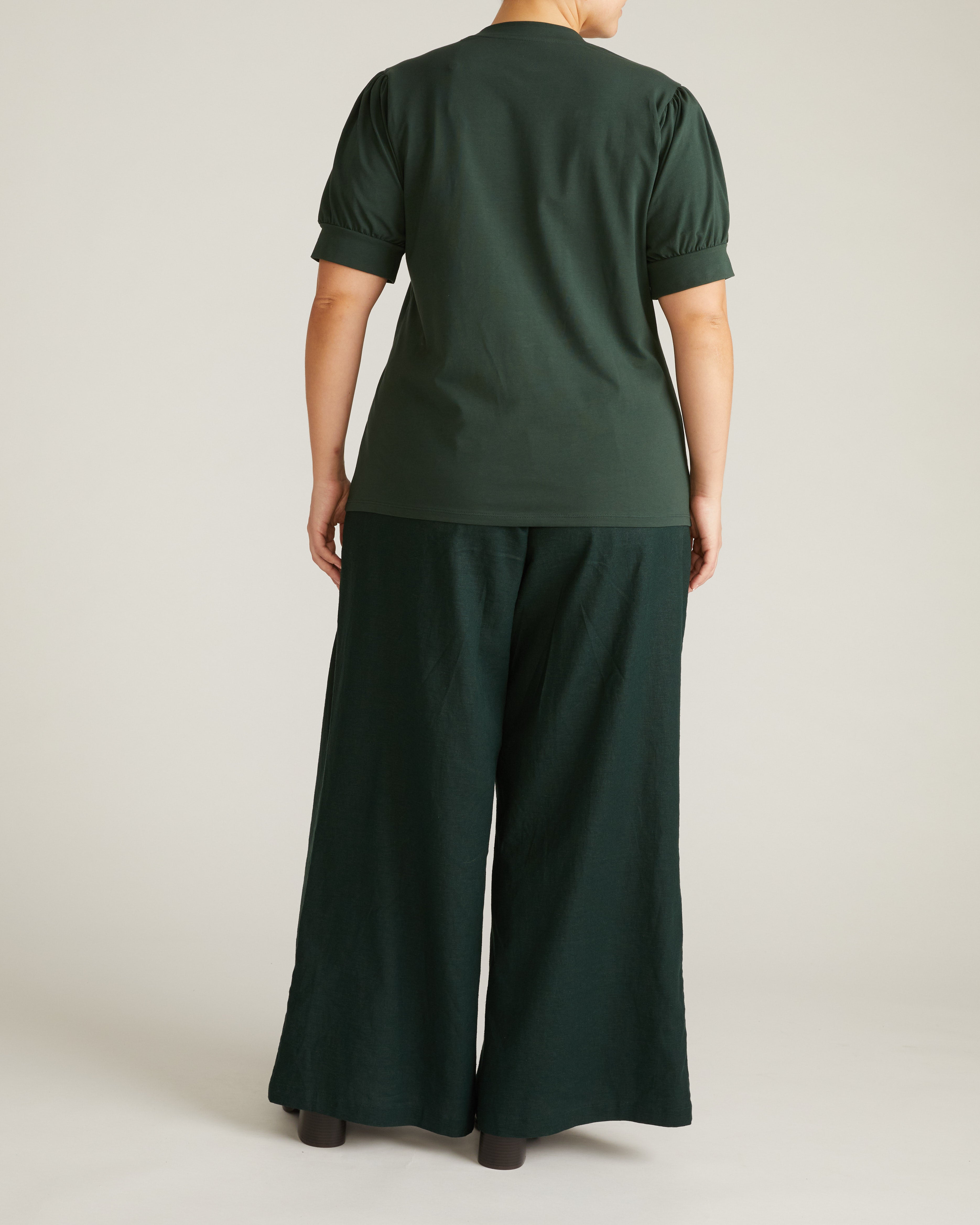 Pouf Sleeve Tee - Forest Green