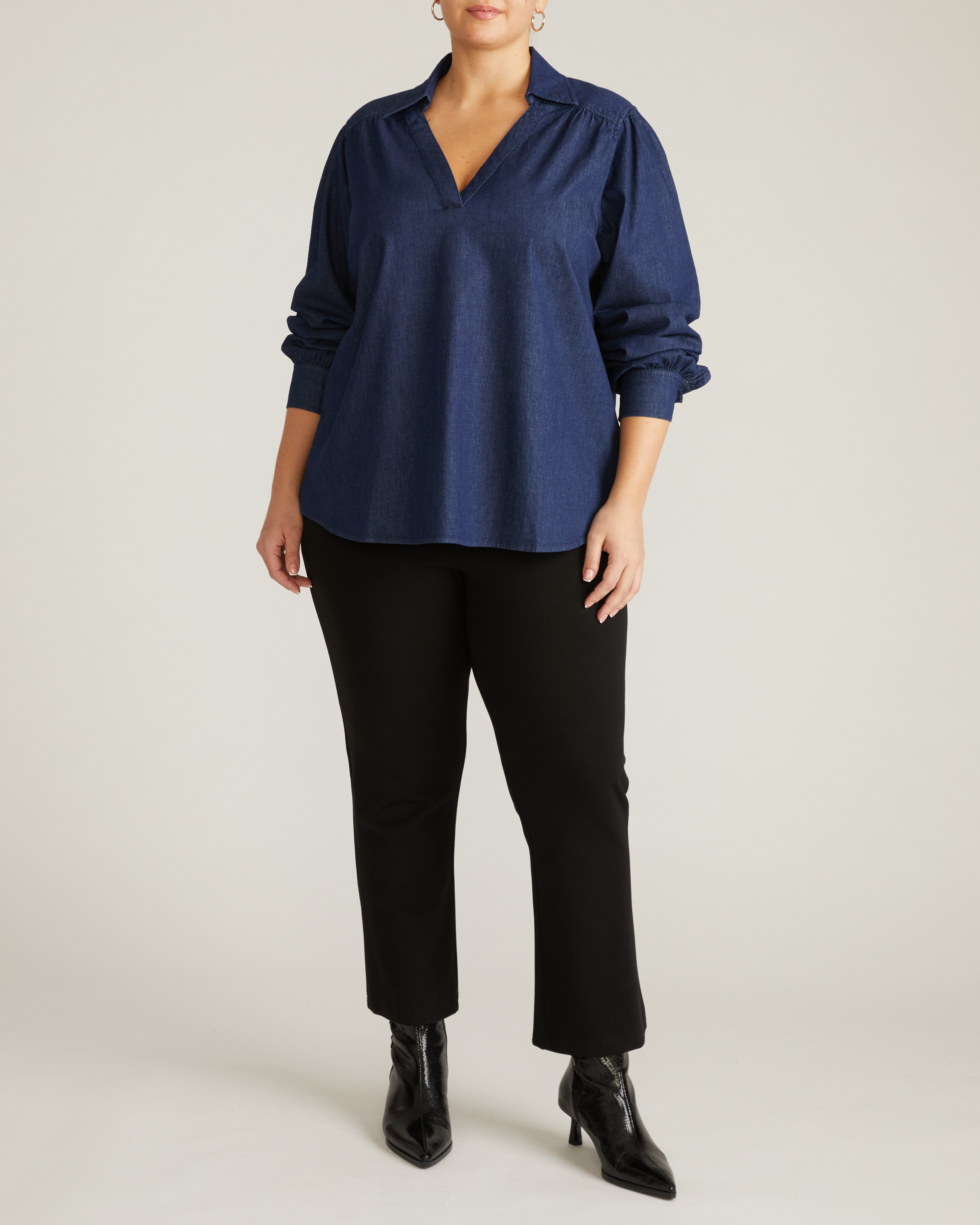 Maisie Cotton Chambray Blouse - Dark Indigo