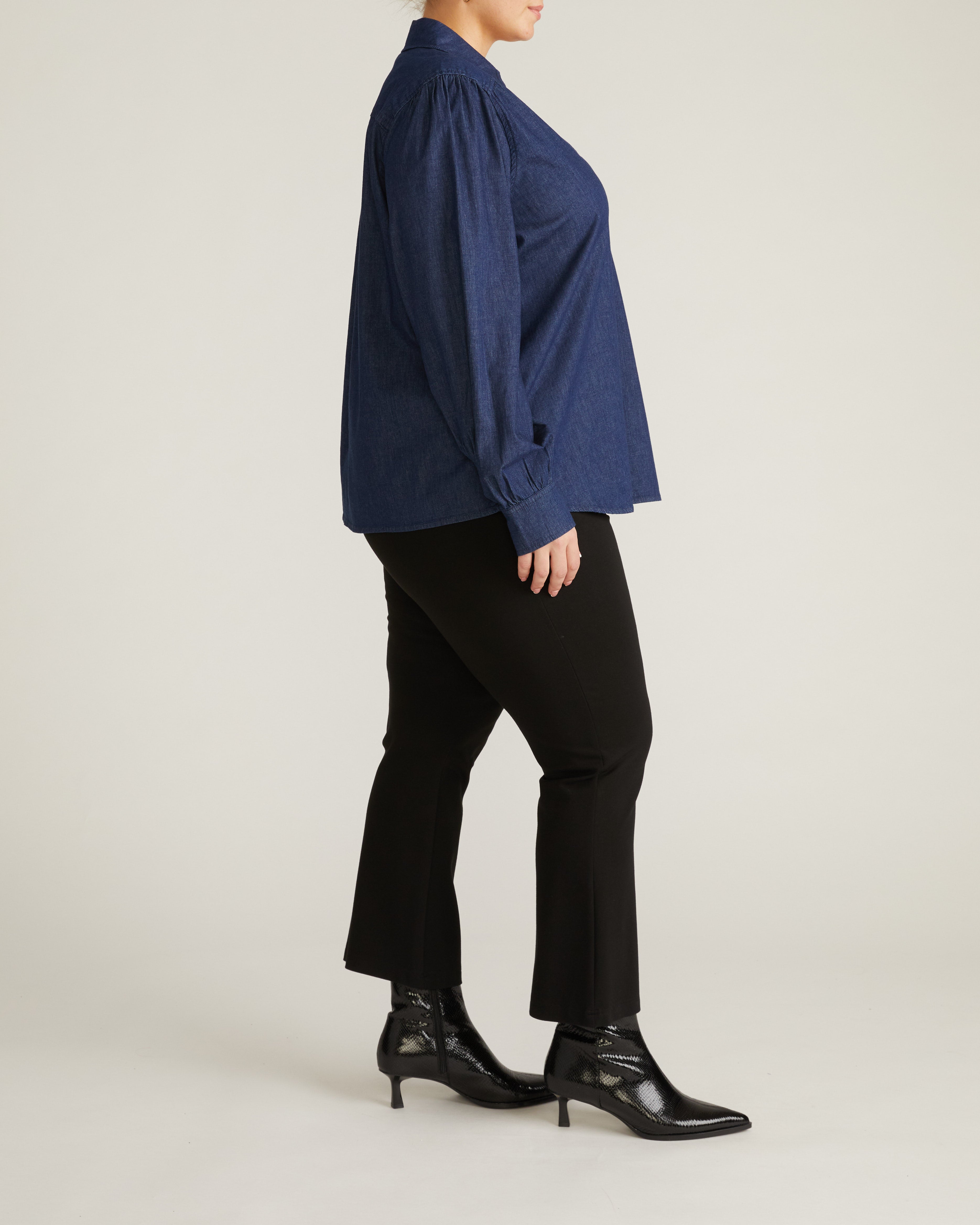 Maisie Cotton Chambray Blouse - Dark Indigo