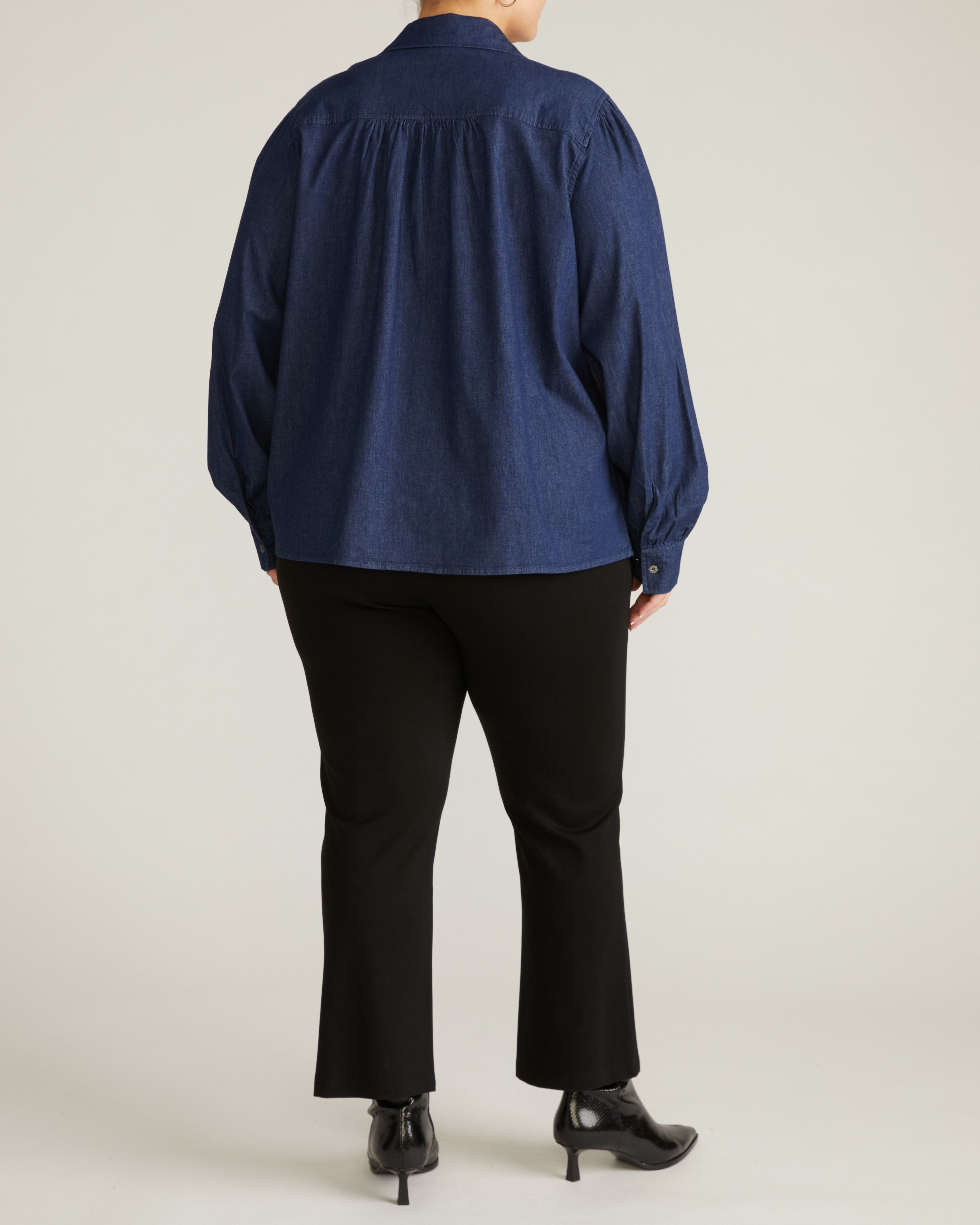 Maisie Cotton Chambray Blouse - Dark Indigo
