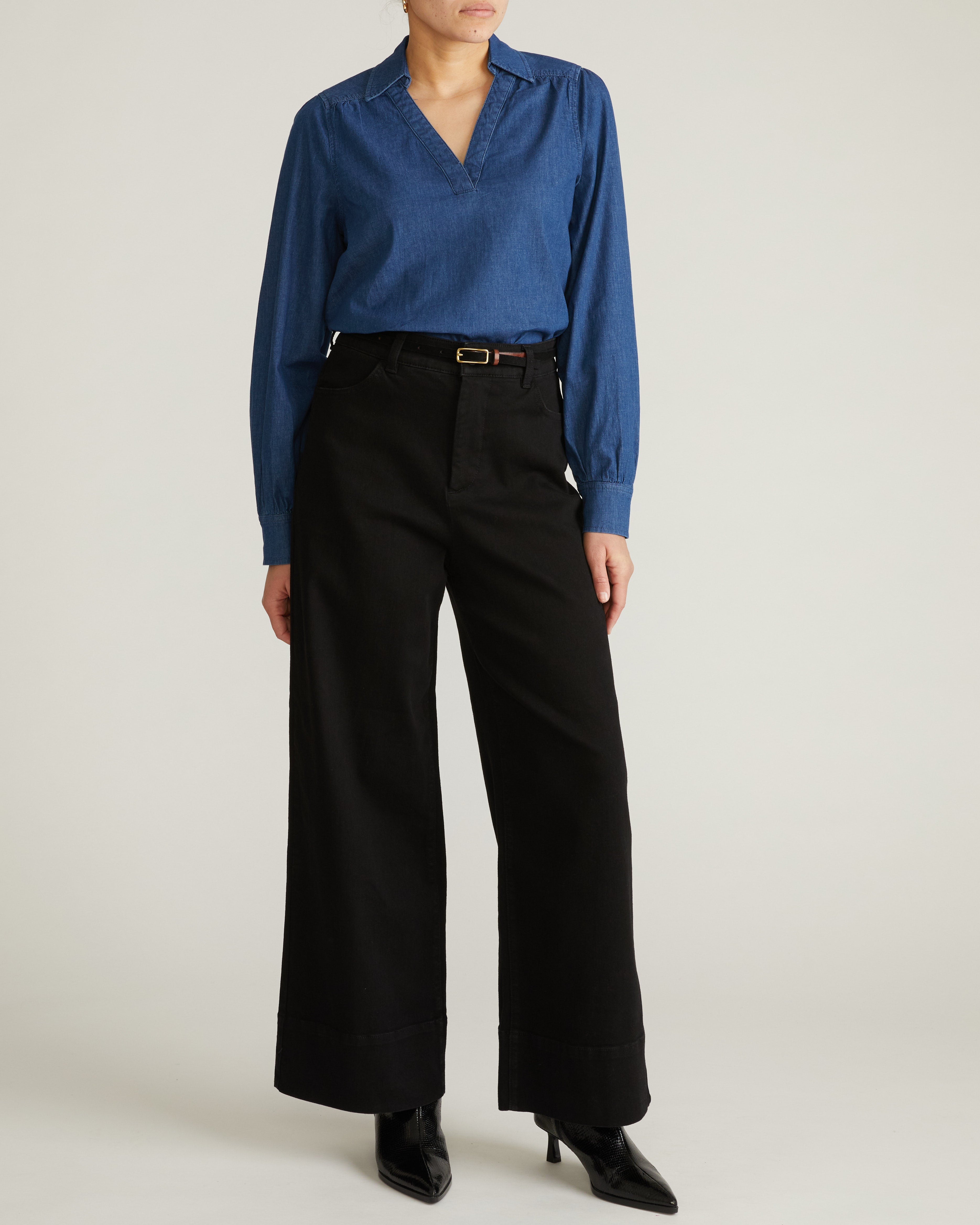 Maisie Cotton Chambray Blouse - Vintage Indigo