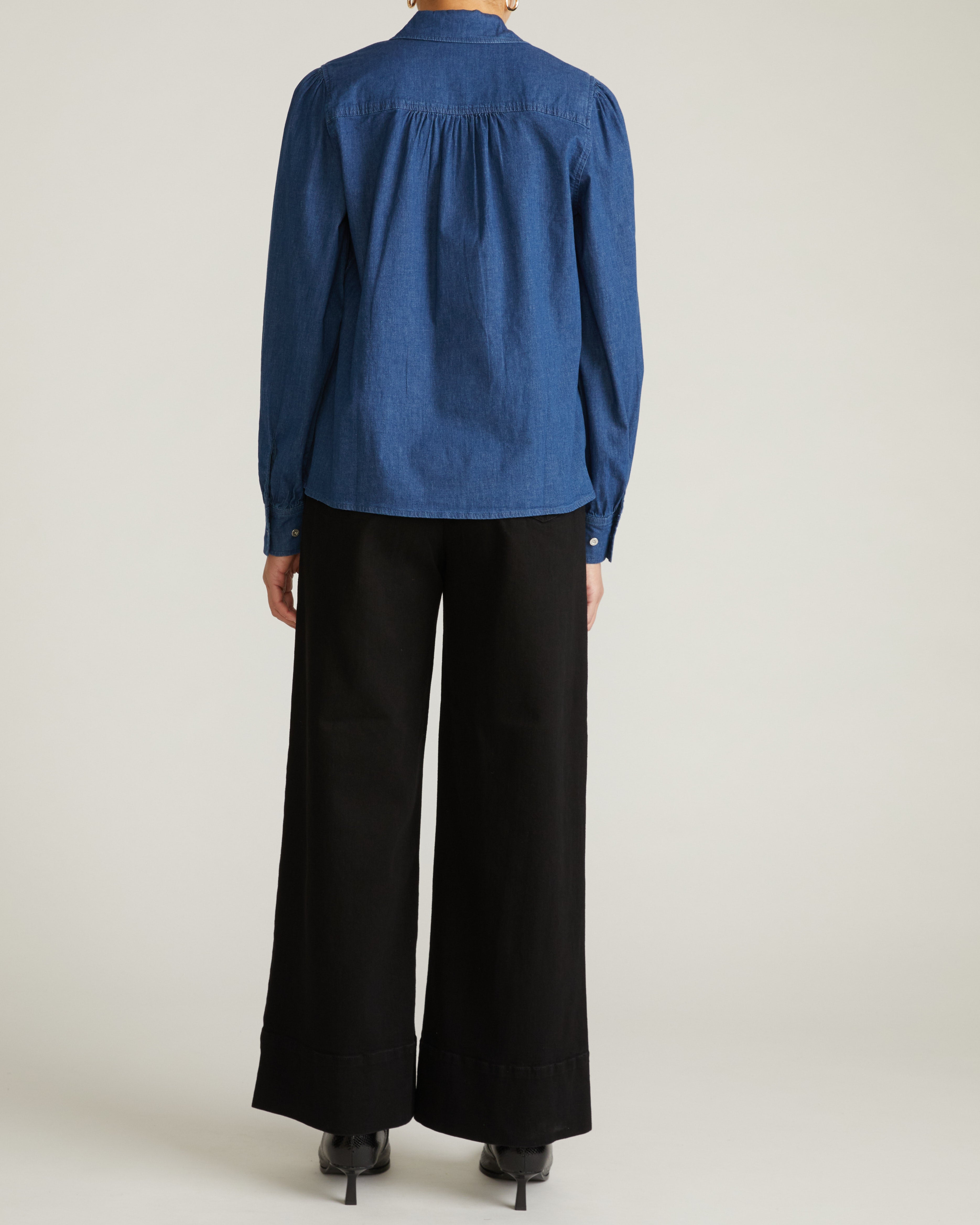 Maisie Cotton Chambray Blouse - Vintage Indigo