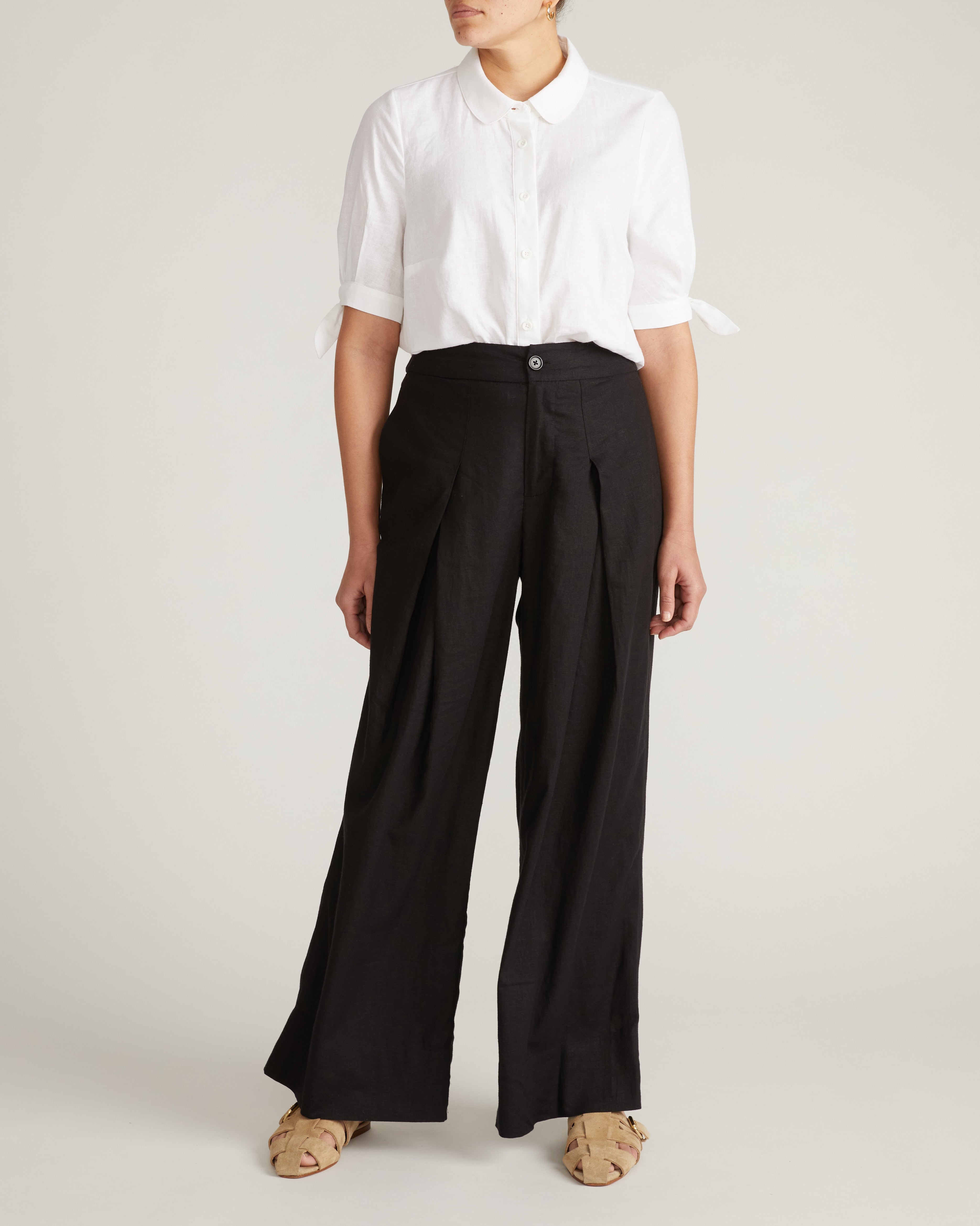 Luisa Short Sleeve Linen Blend Shirt - White