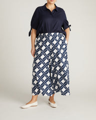 Luisa Short Sleeve Linen Blend Shirt - Navy