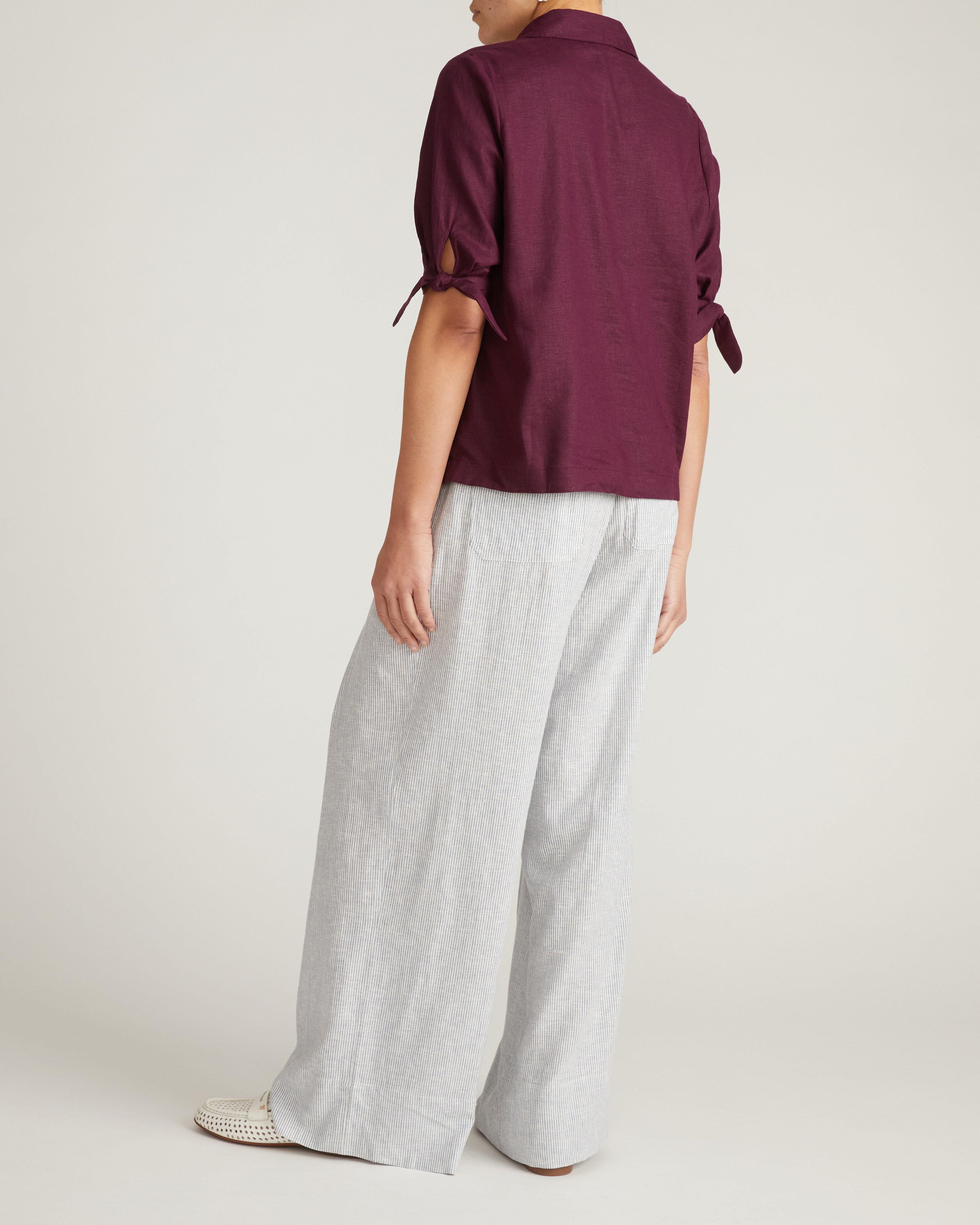 Luisa Short Sleeve Linen Blend Shirt - Acai