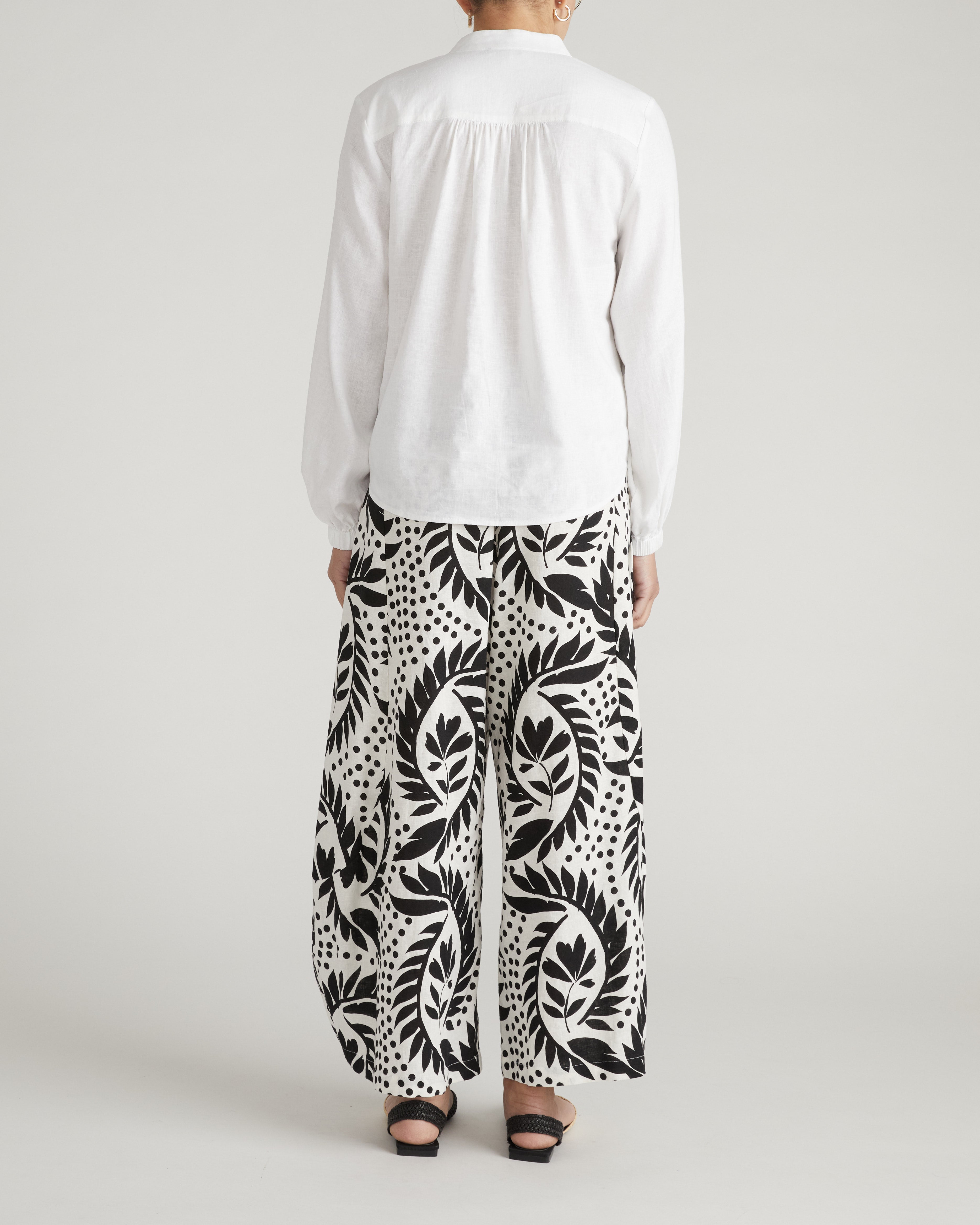 Frances Embroidered Linen Blend Blouse - White